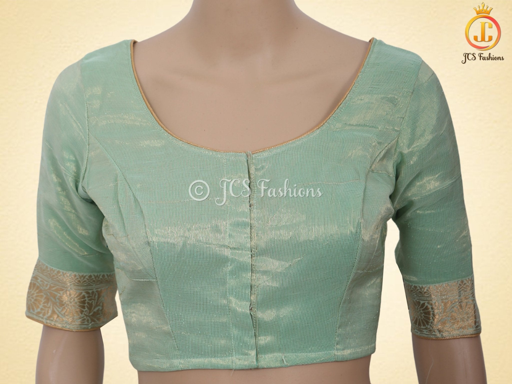 Green Gold Zari Weaving Khaddi Banarasi Georgette Saree With Blouse SAREE JCS Fashions