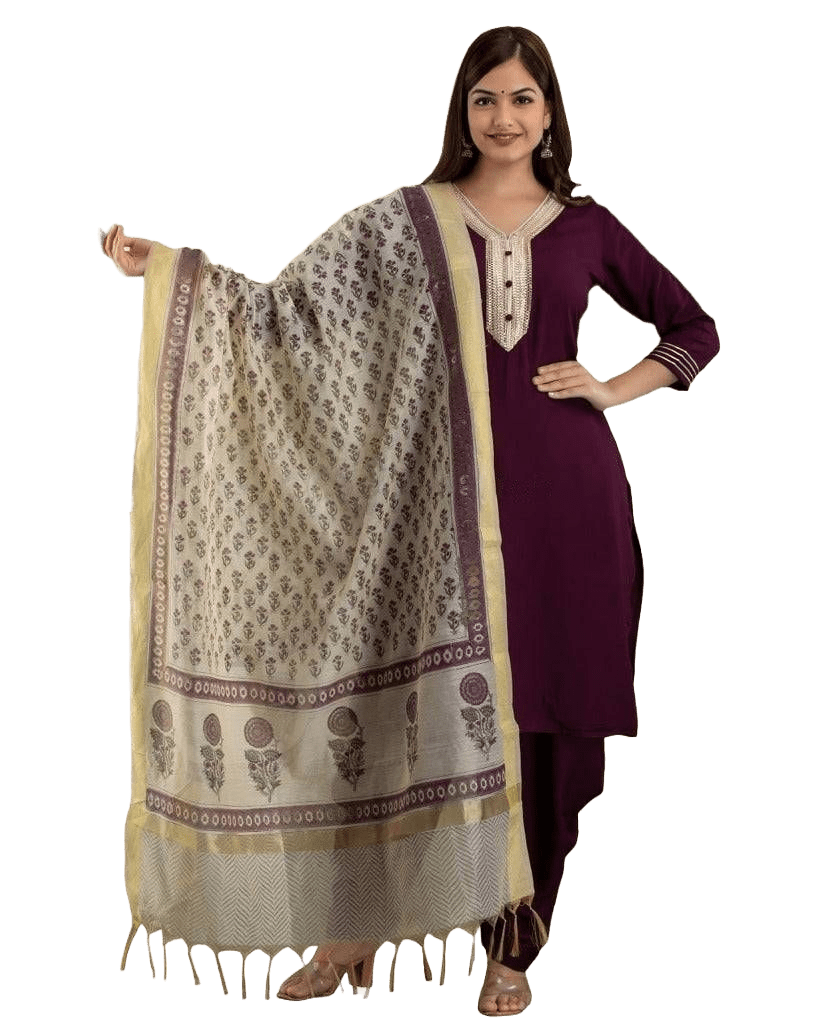 Heavy gota lace work kurti with patiala pant Kurti JCS Fashions Brown Medium (38)