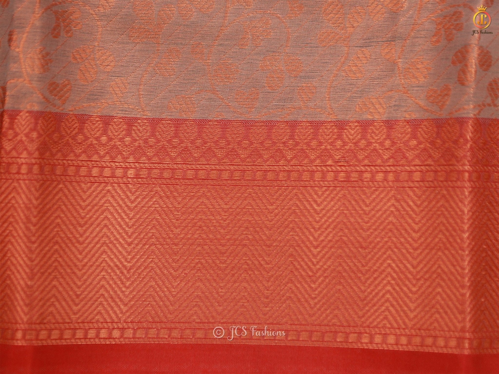 Indian Copper Zari Weaves Soft Silk Saree And Blouse SAREE JCS Fashions