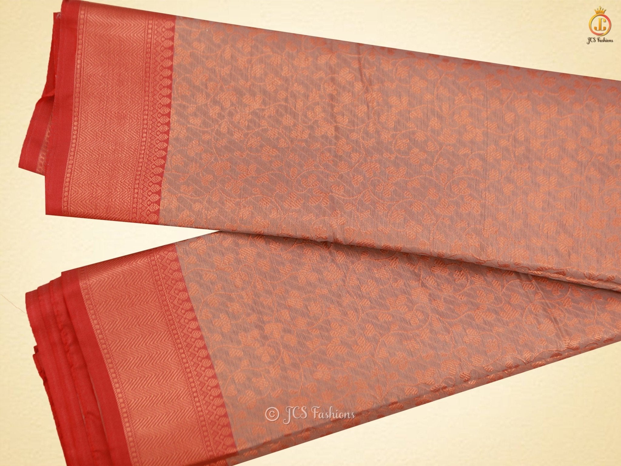 Indian Copper Zari Weaves Soft Silk Saree And Blouse SAREE JCS Fashions Pink 5.5 meters