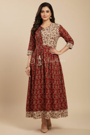 Anarkali Kurti in Handblock Print Cotton – for Women