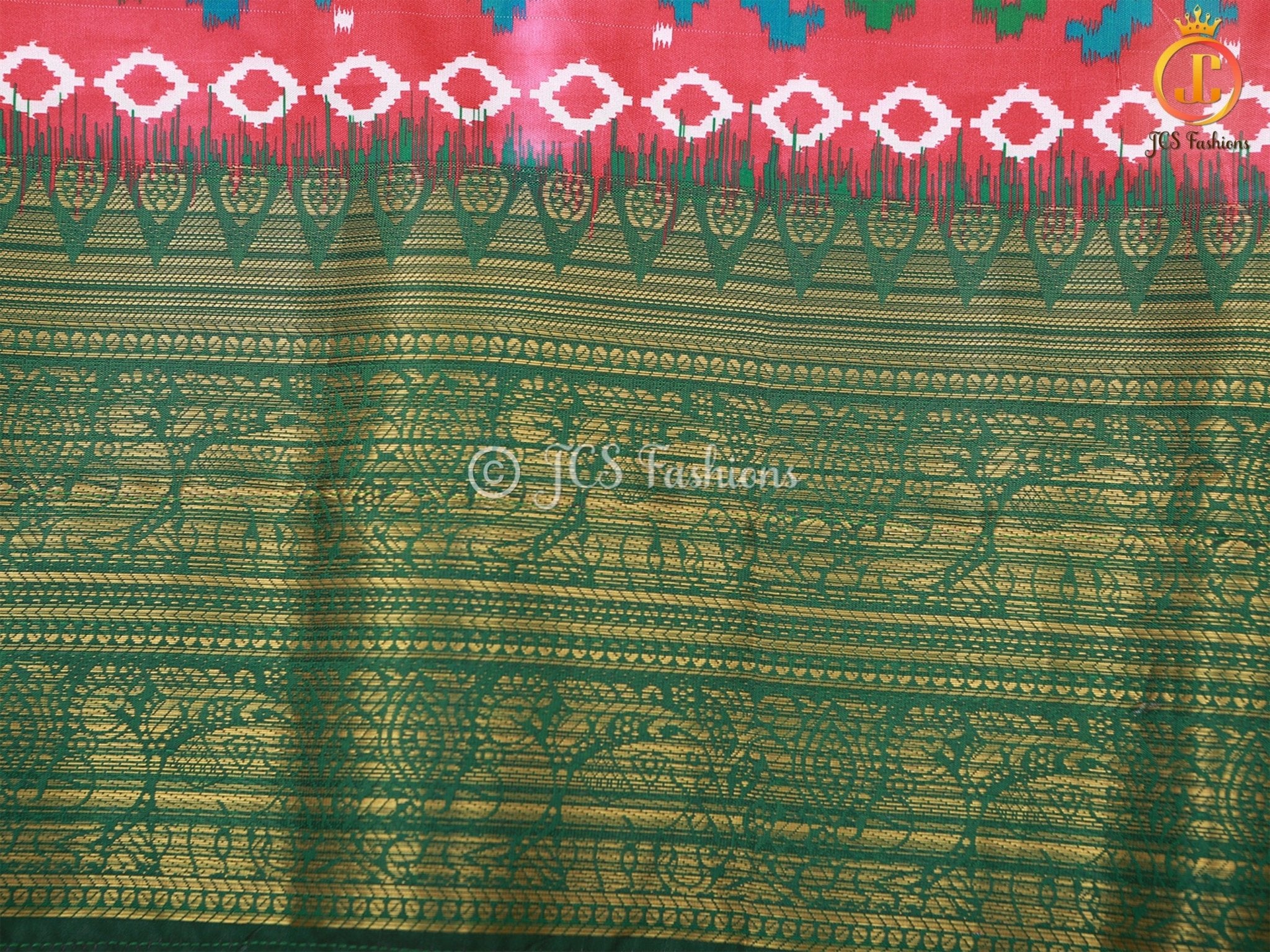 Kalamkari and Patola Print Soft Silk Saree With Kanchi Border SAREE JCS Fashions