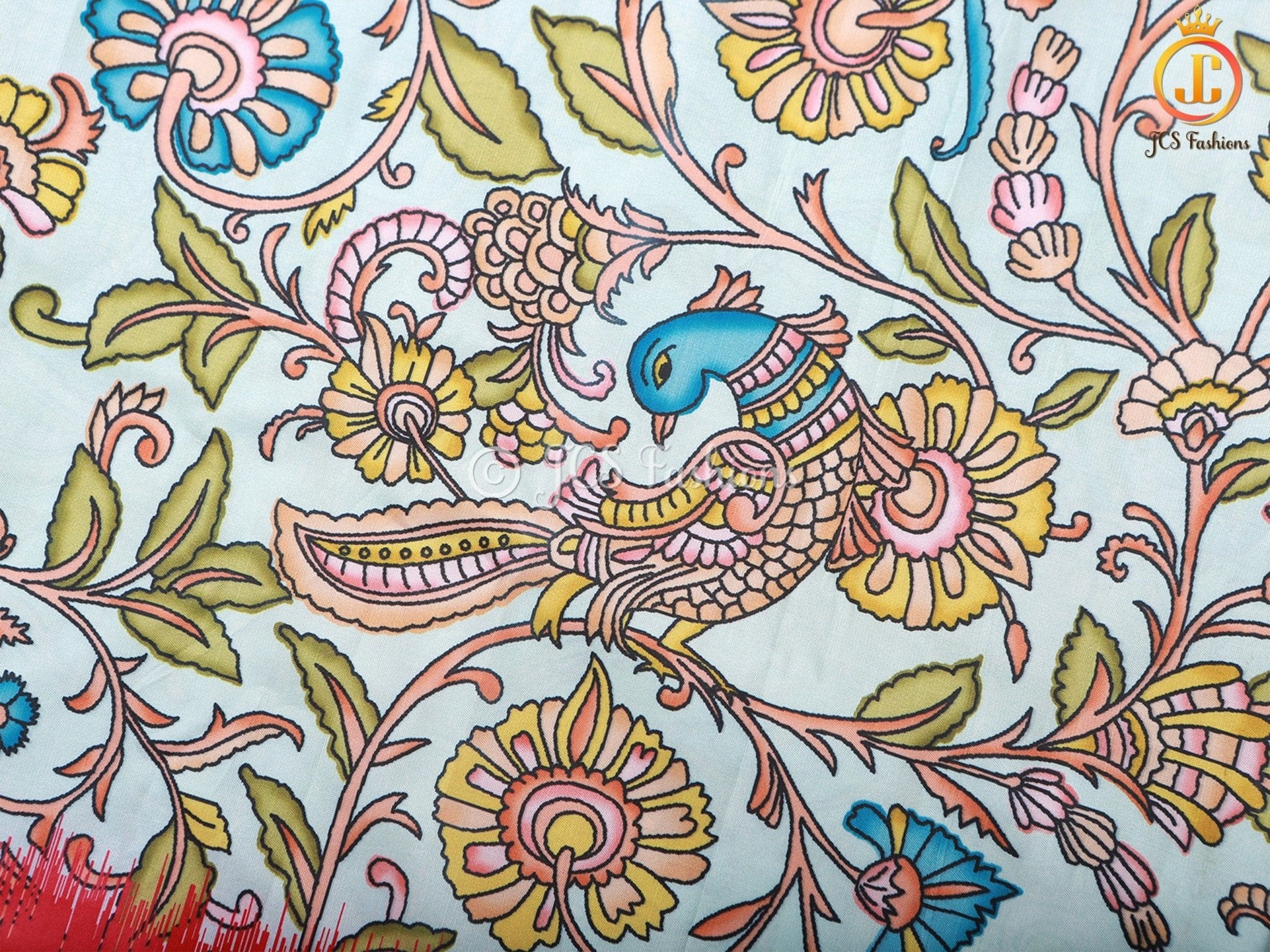 Kalamkari and Patola Print Soft Silk Saree With Kanchi Border SAREE JCS Fashions