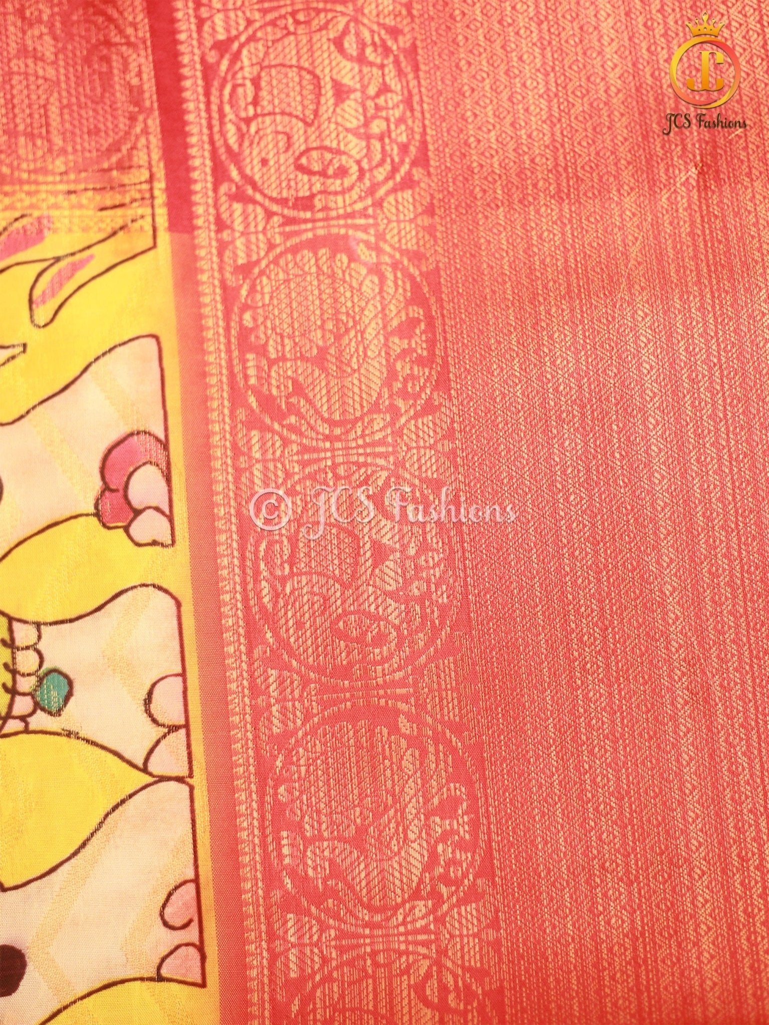 Kanchi Border Kalamkari and Patola Prints Soft Silk Saree SAREE JCS Fashions