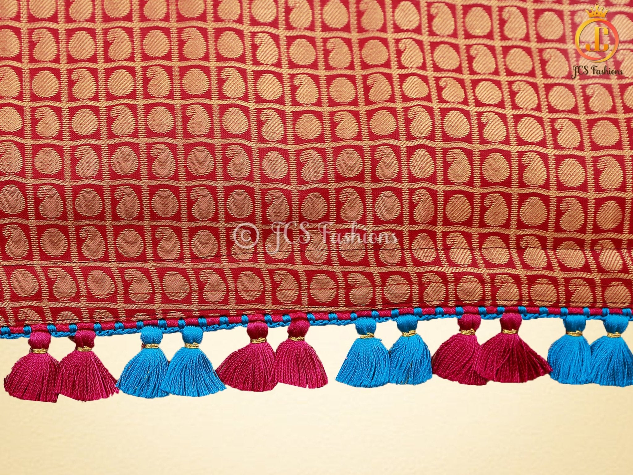 Kanchipuram Blended Silk Saree With Fully Stitched Maggam Work Blouse SAREE JCS Fashions