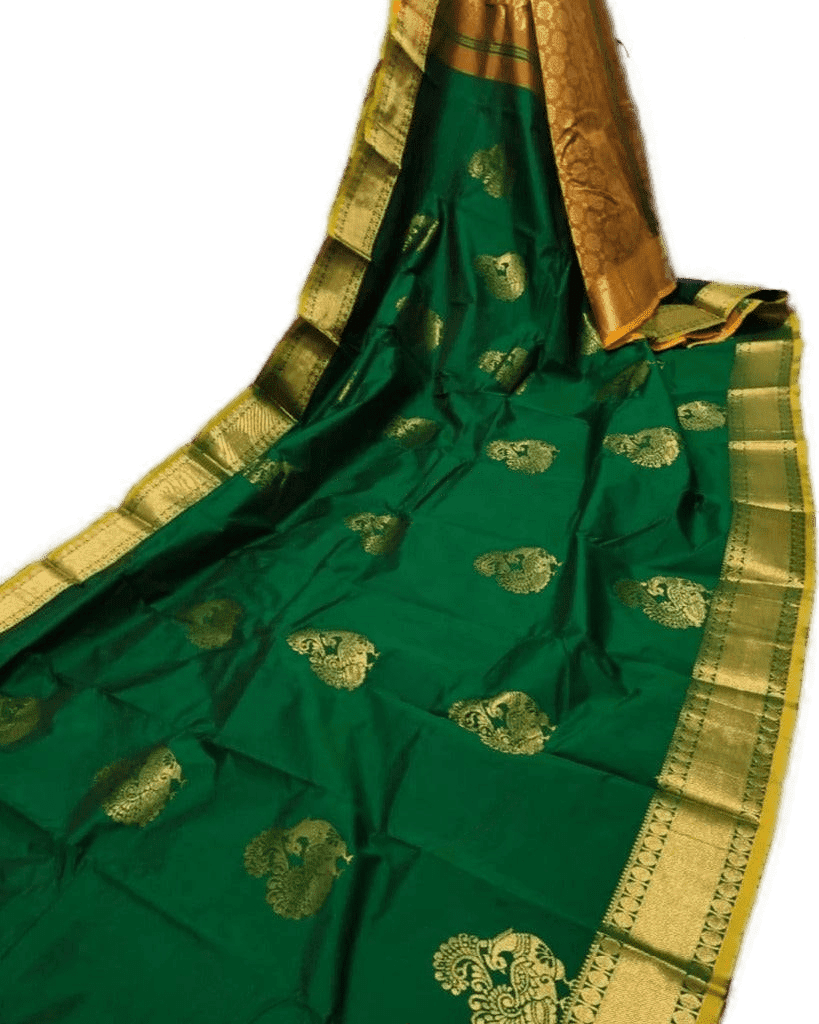 Kanchipuram Semi Silk Saree – Timeless Elegance for Every Occasion Saree JCS Fashions Green 5.5 Meters