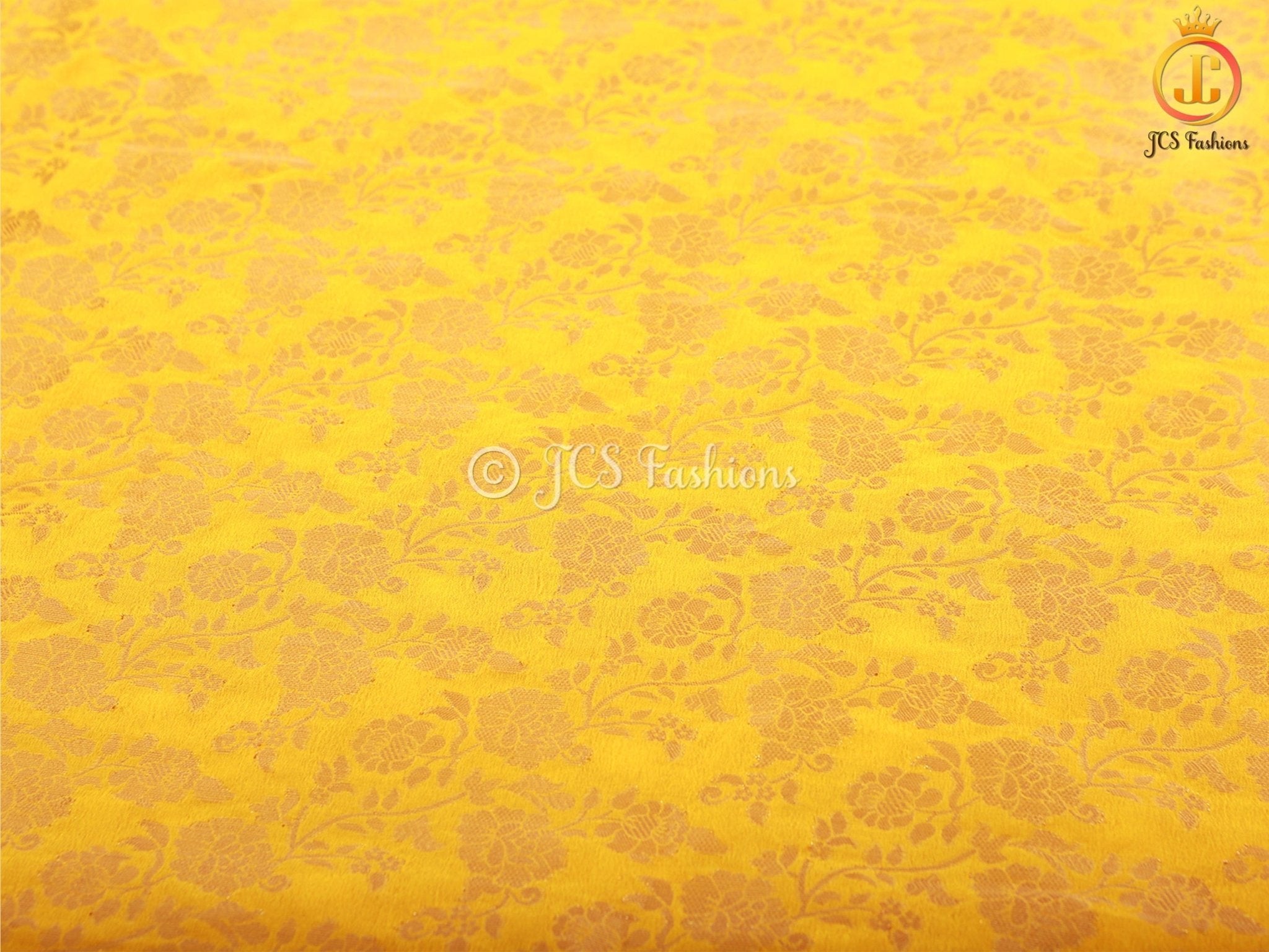 Khadi Georgette Saree With Fully stitched Blouse. Bright Yellow Color SAREE JCS Fashions