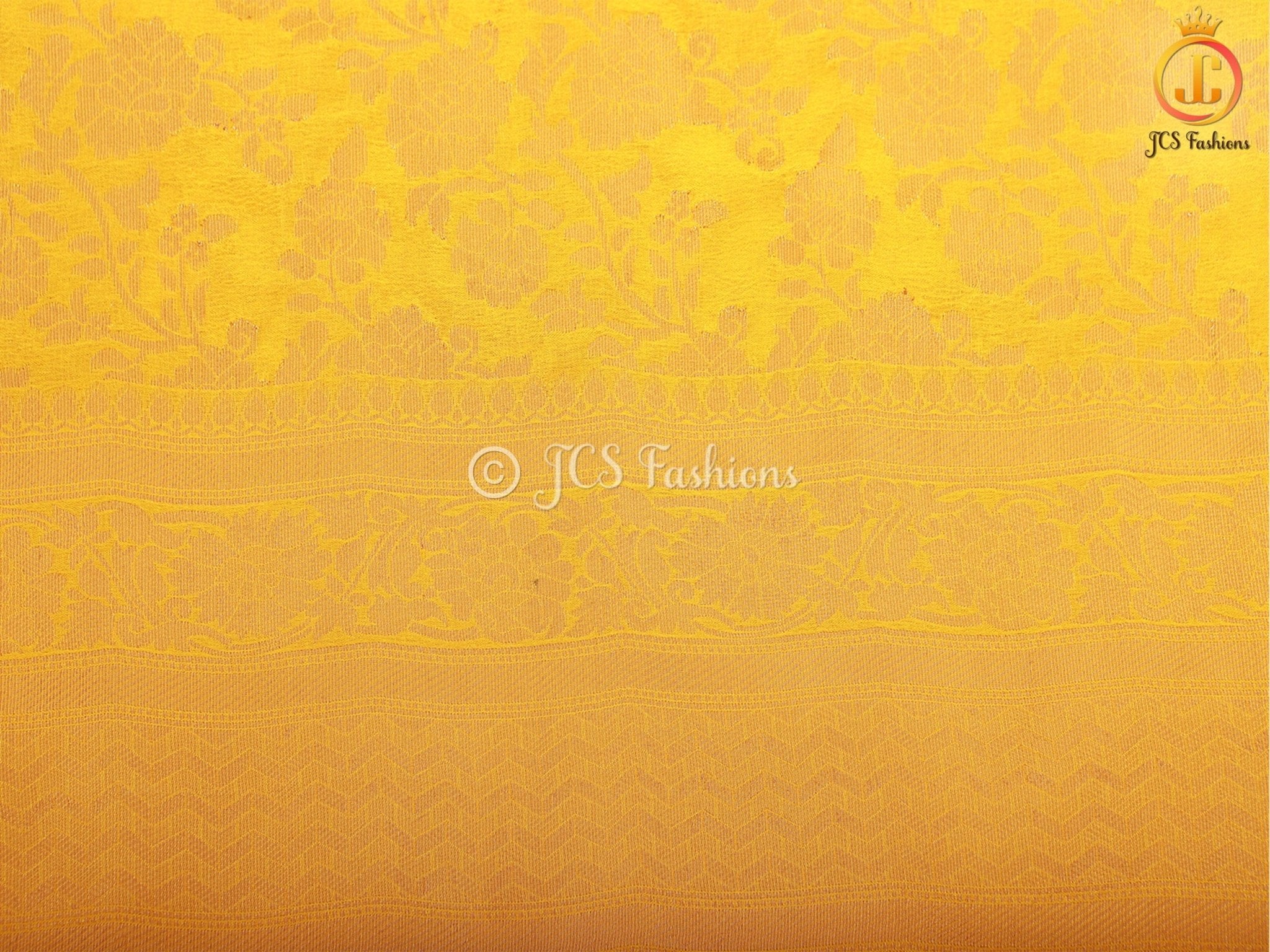 Khadi Georgette Saree With Fully stitched Blouse. Bright Yellow Color SAREE JCS Fashions