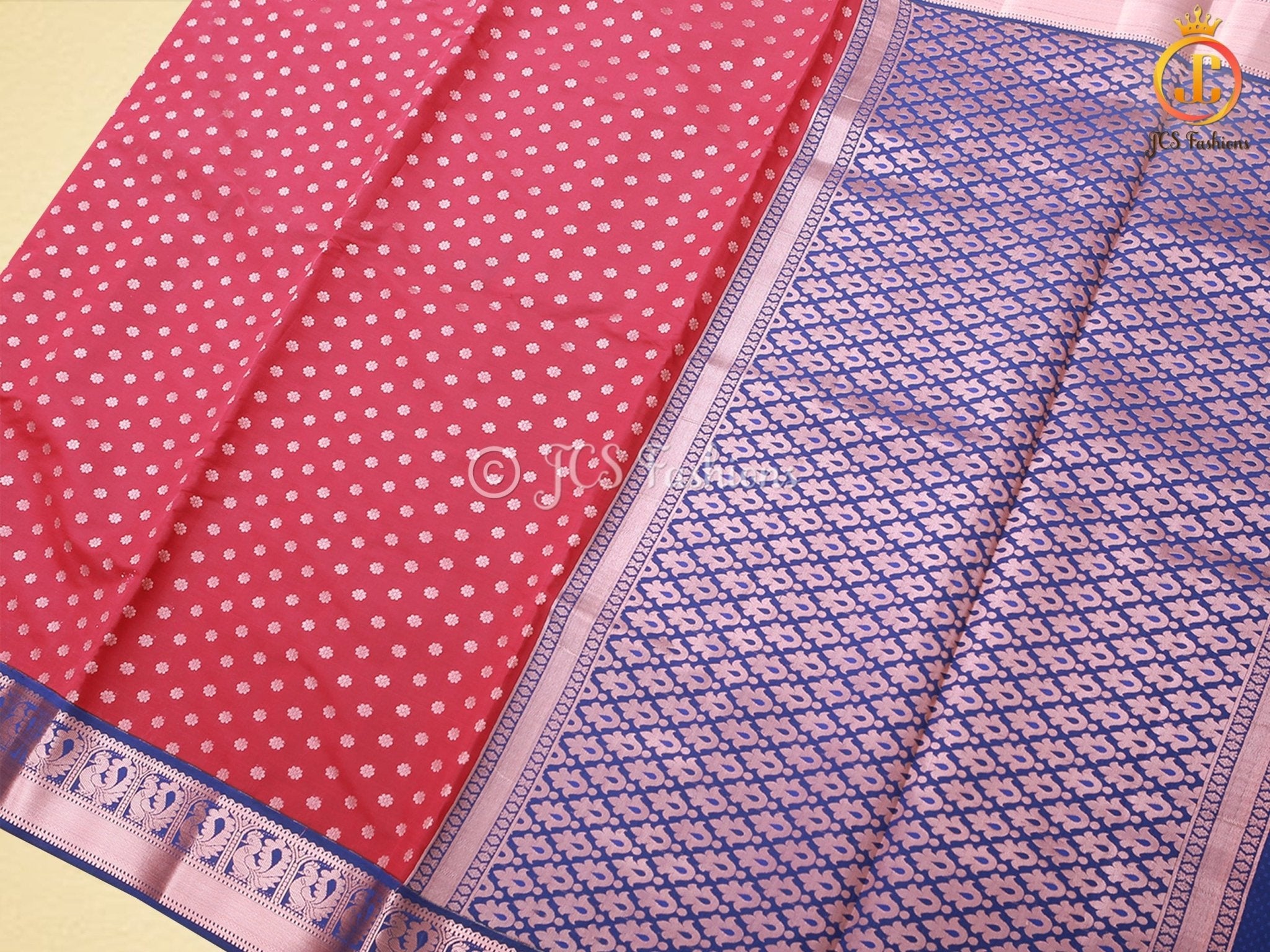 Korvai Buttas Semi-Silk Fabric Saree With Maggam Work Blouse SAREE JCS Fashions