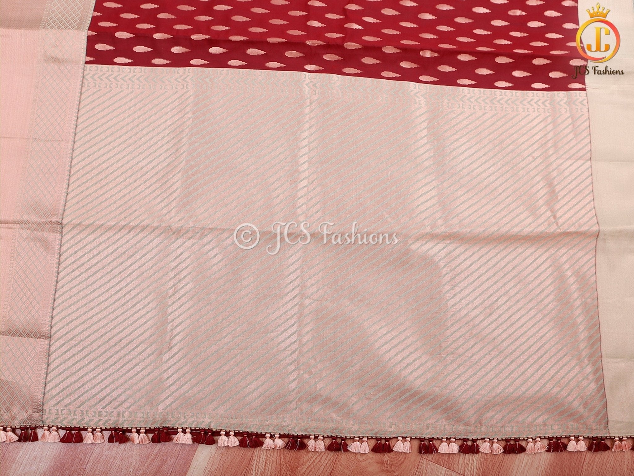 Korvai Buttas Semi Silk Saree With Maggam Work Blouse SAREE JCS Fashions