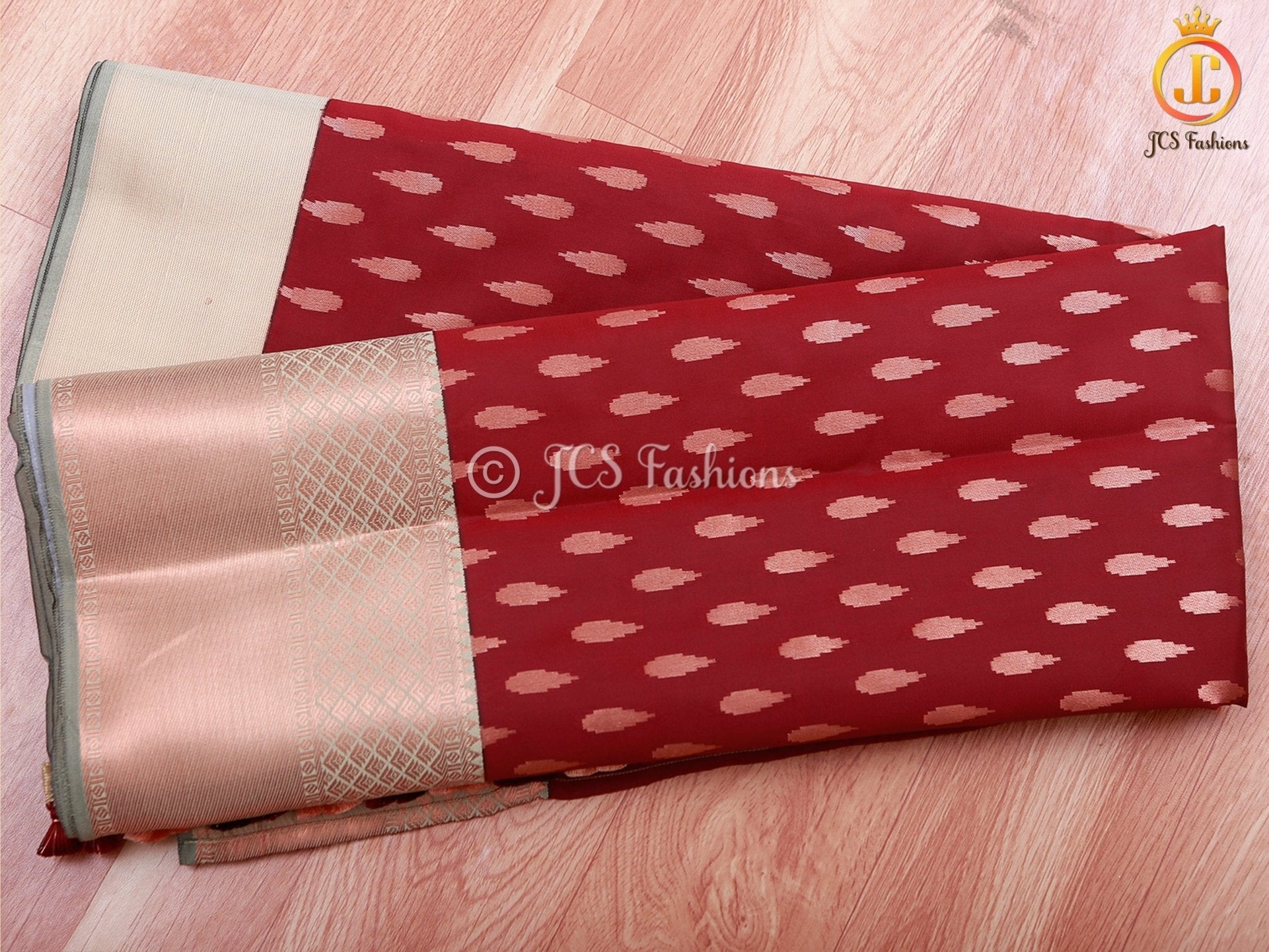 Korvai Buttas Semi Silk Saree With Maggam Work Blouse SAREE JCS Fashions