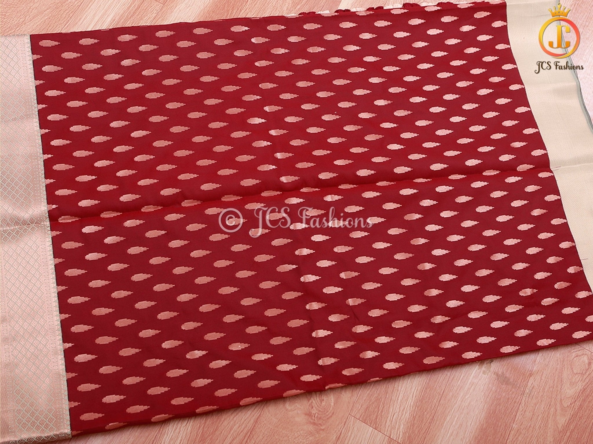 Korvai Buttas Semi Silk Saree With Maggam Work Blouse SAREE JCS Fashions