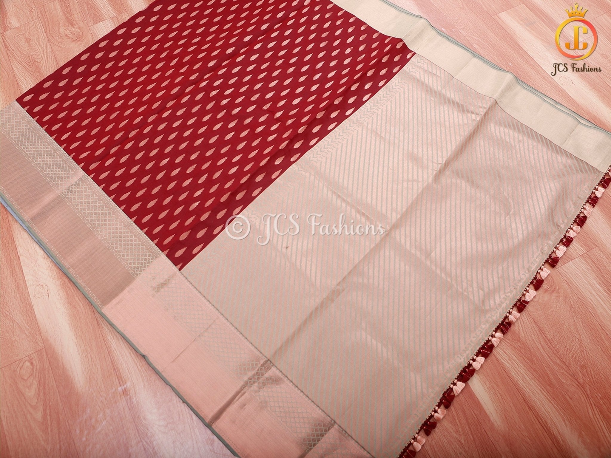Korvai Buttas Semi Silk Saree With Maggam Work Blouse SAREE JCS Fashions