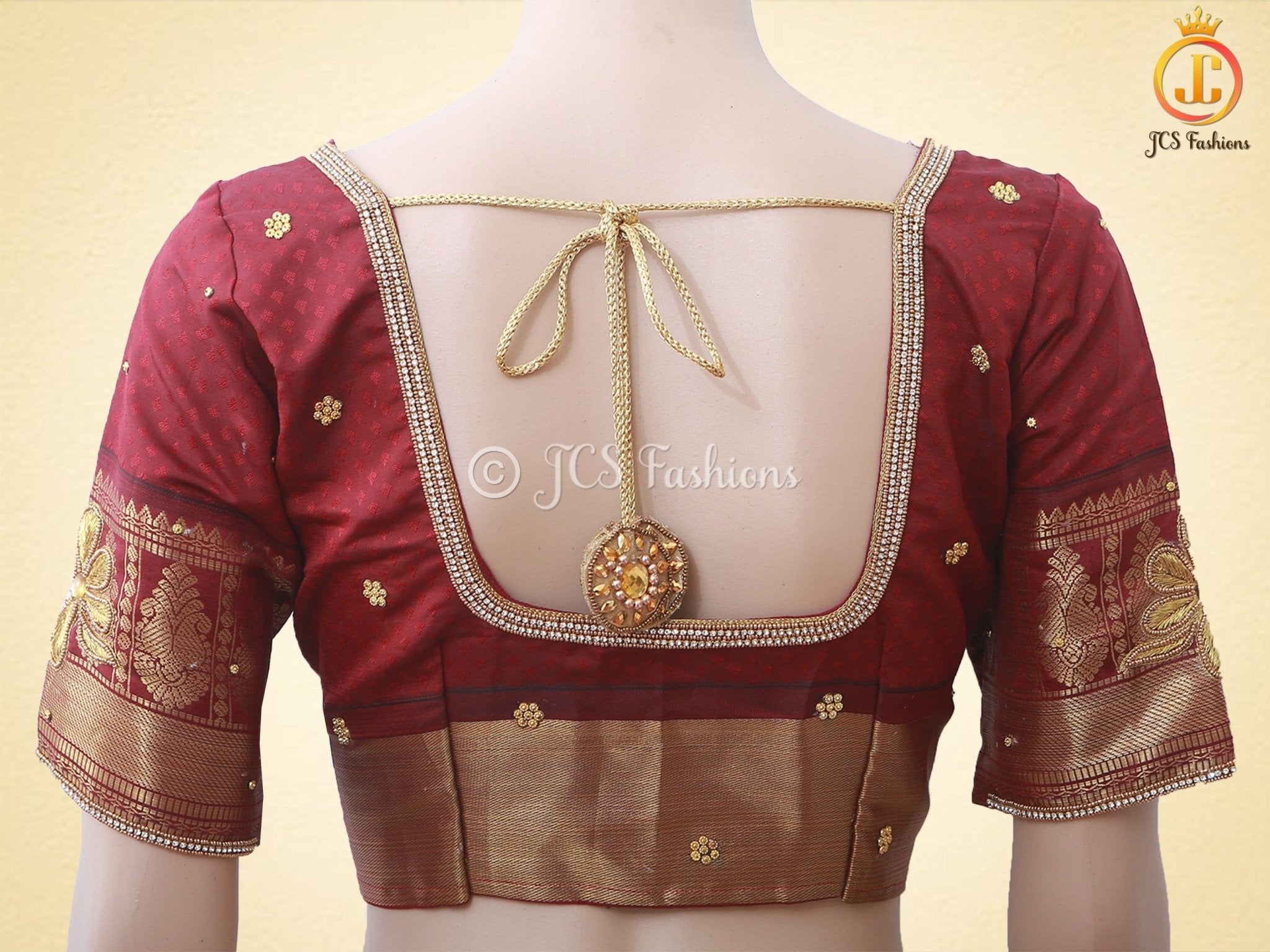 Korvai Plain Body Saree, Mustard Yellow And Brown Border With Blouse SAREE JCS Fashions