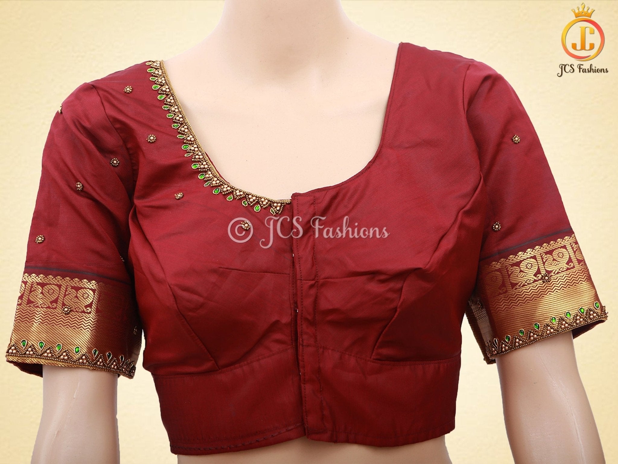 Korvai Semi Silk Saree With Maggam Work Blouse, Blue And Maroon SAREE JCS Fashions