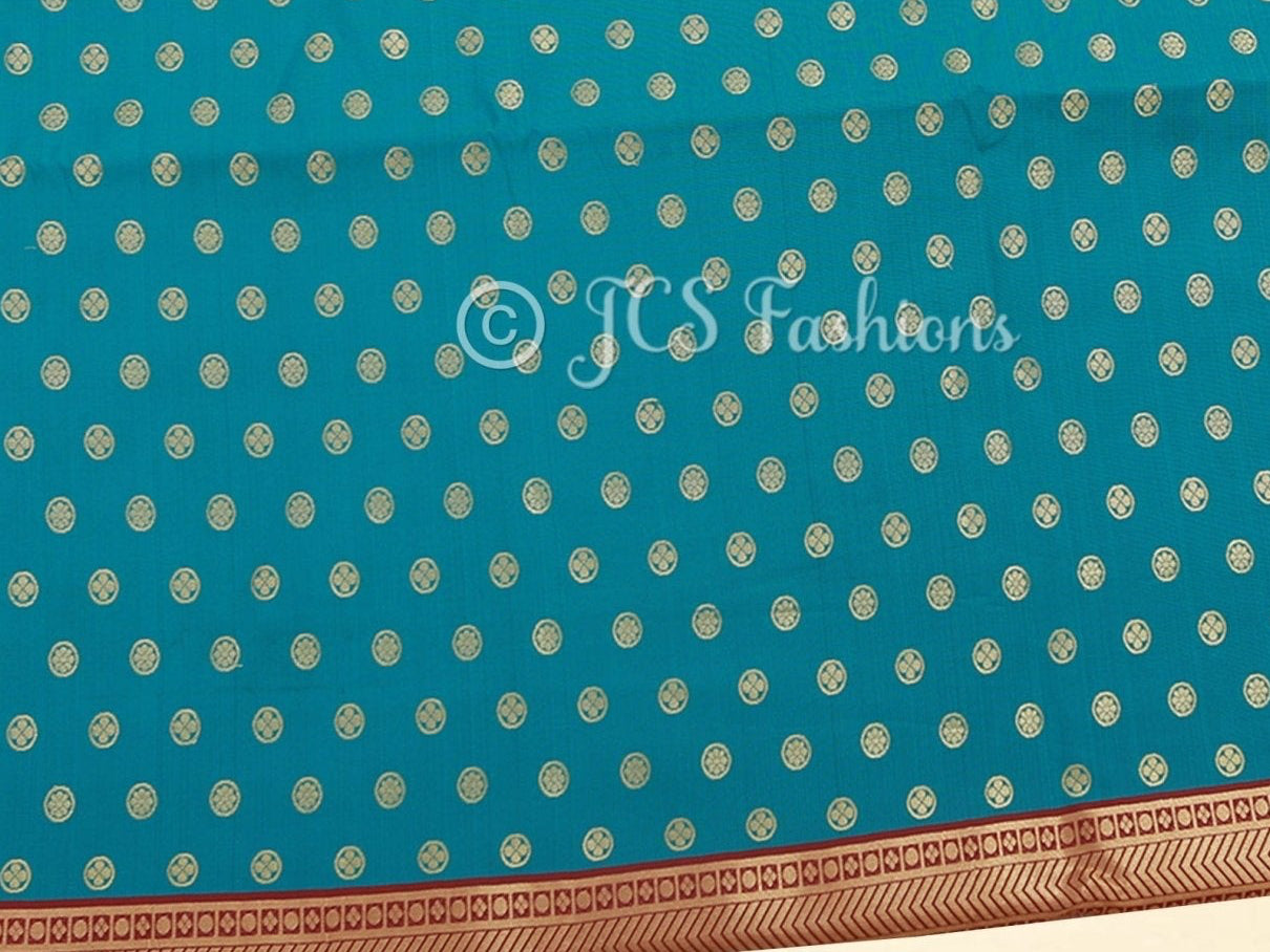 Korvai Semi Silk Saree With Maggam Work Blouse, Blue And Maroon SAREE JCS Fashions