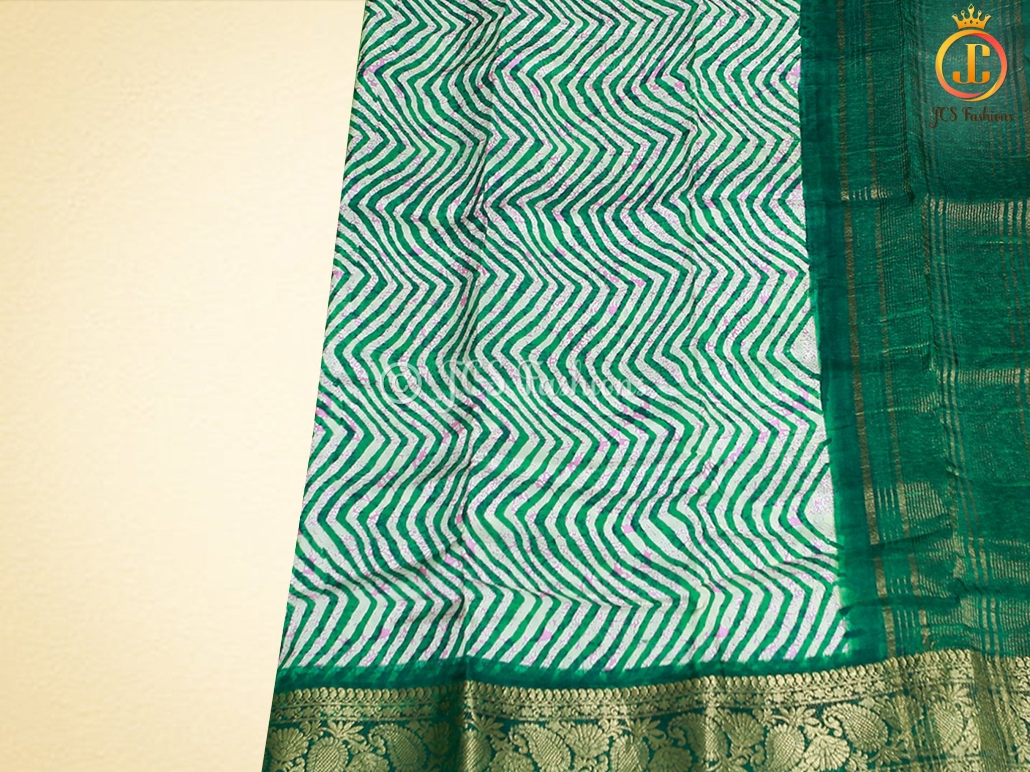 Leheriya Bathik Prints, Munga Silk Saree, Bold Colour, Fully Stitched blouse SAREE JCS Fashions