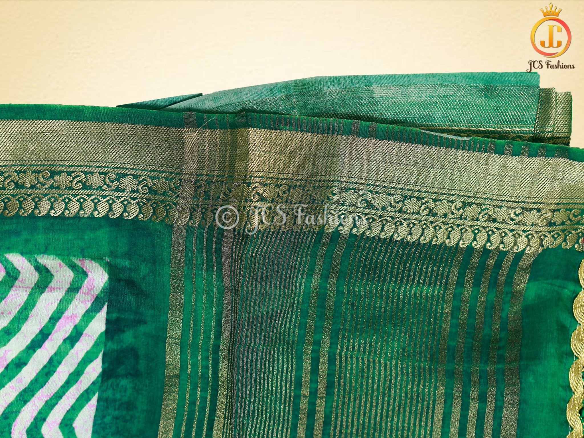 Leheriya Bathik Prints, Munga Silk Saree, Bold Colour, Fully Stitched blouse SAREE JCS Fashions