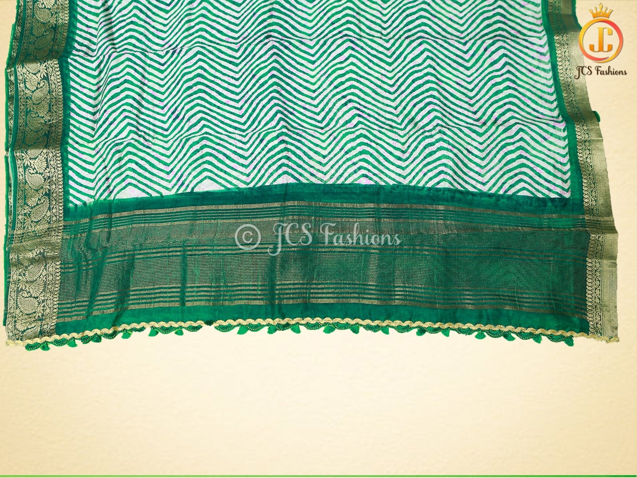 Leheriya Bathik Prints, Munga Silk Saree, Bold Colour, Fully Stitched blouse SAREE JCS Fashions