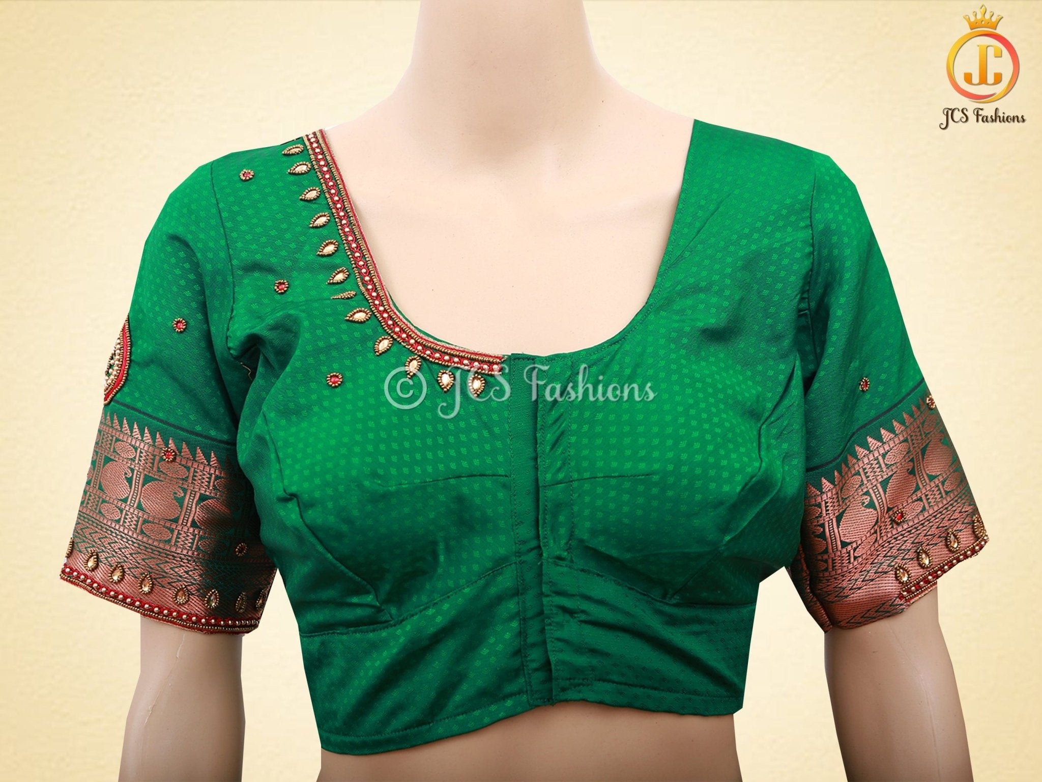 Maroon color Semi-Silk Saree With Maggam Work Blouse SAREE JCS Fashions