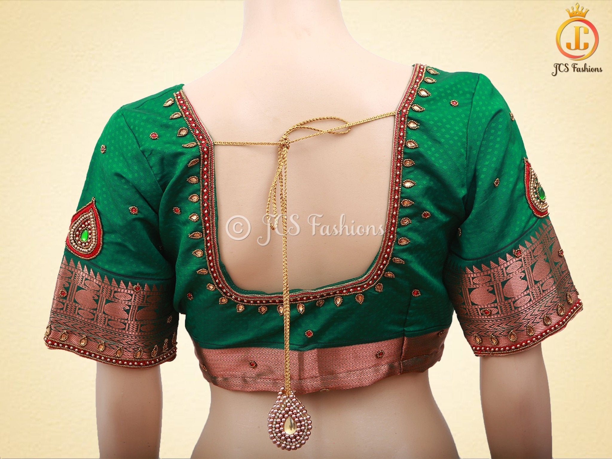 Maroon color Semi-Silk Saree With Maggam Work Blouse SAREE JCS Fashions