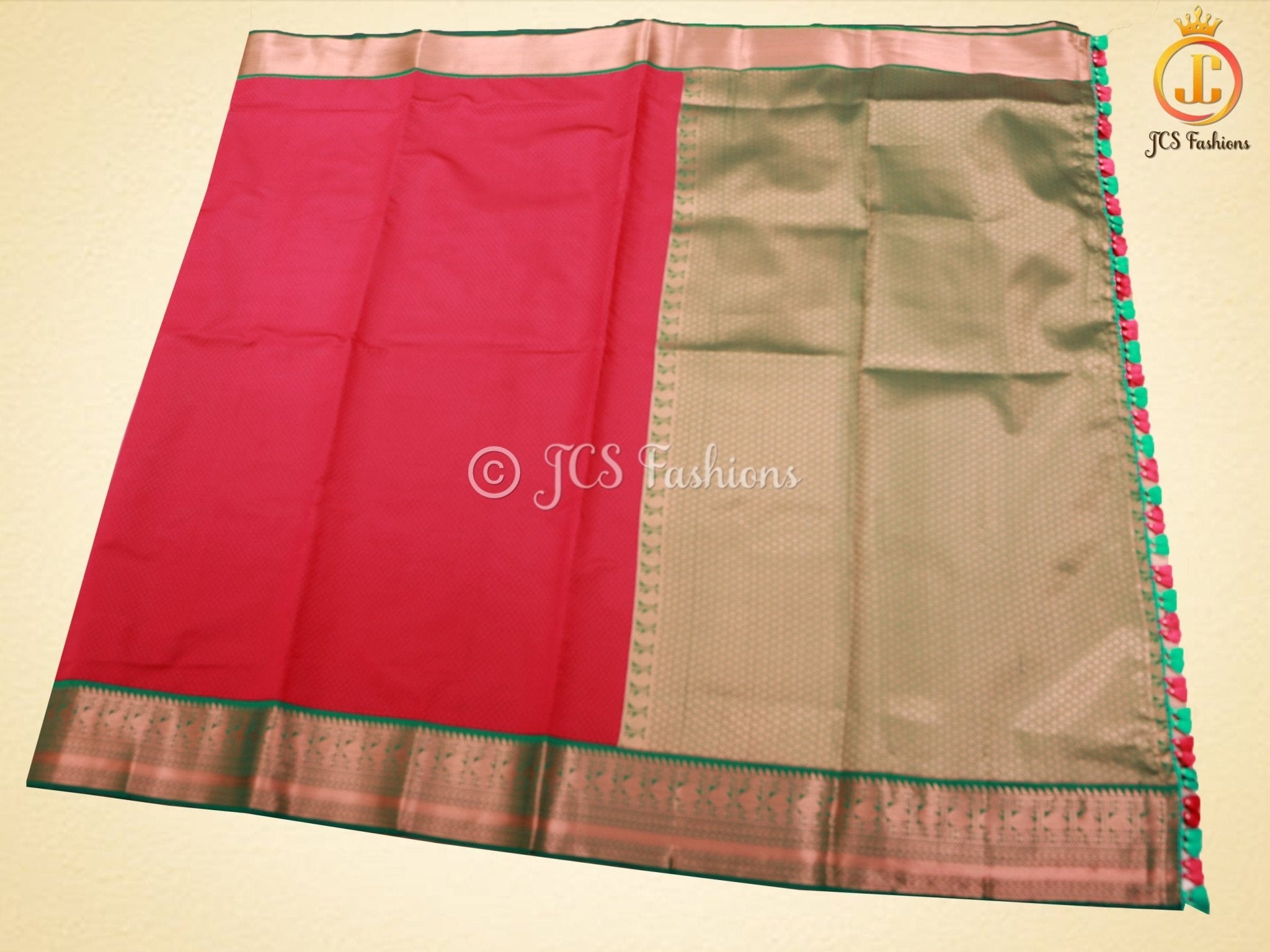 Maroon color Semi-Silk Saree With Maggam Work Blouse SAREE JCS Fashions