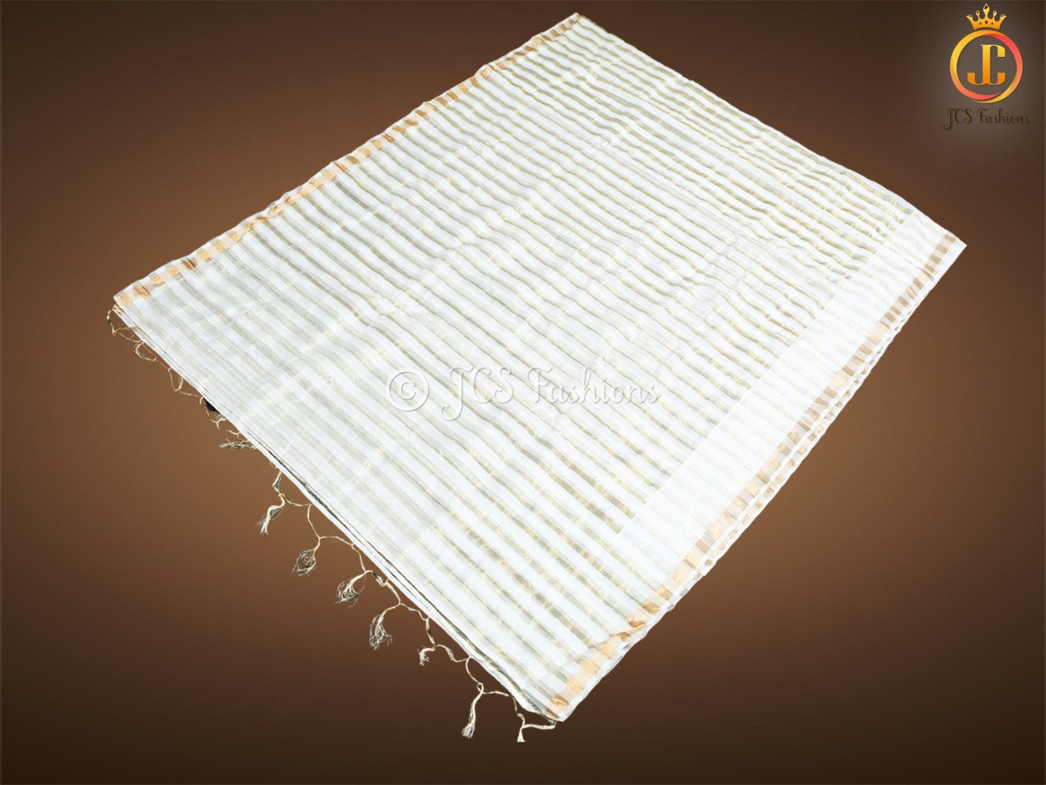 Modal Silk Saree With Golden zari striped, Fully stitched blouse SAREE JCS Fashions