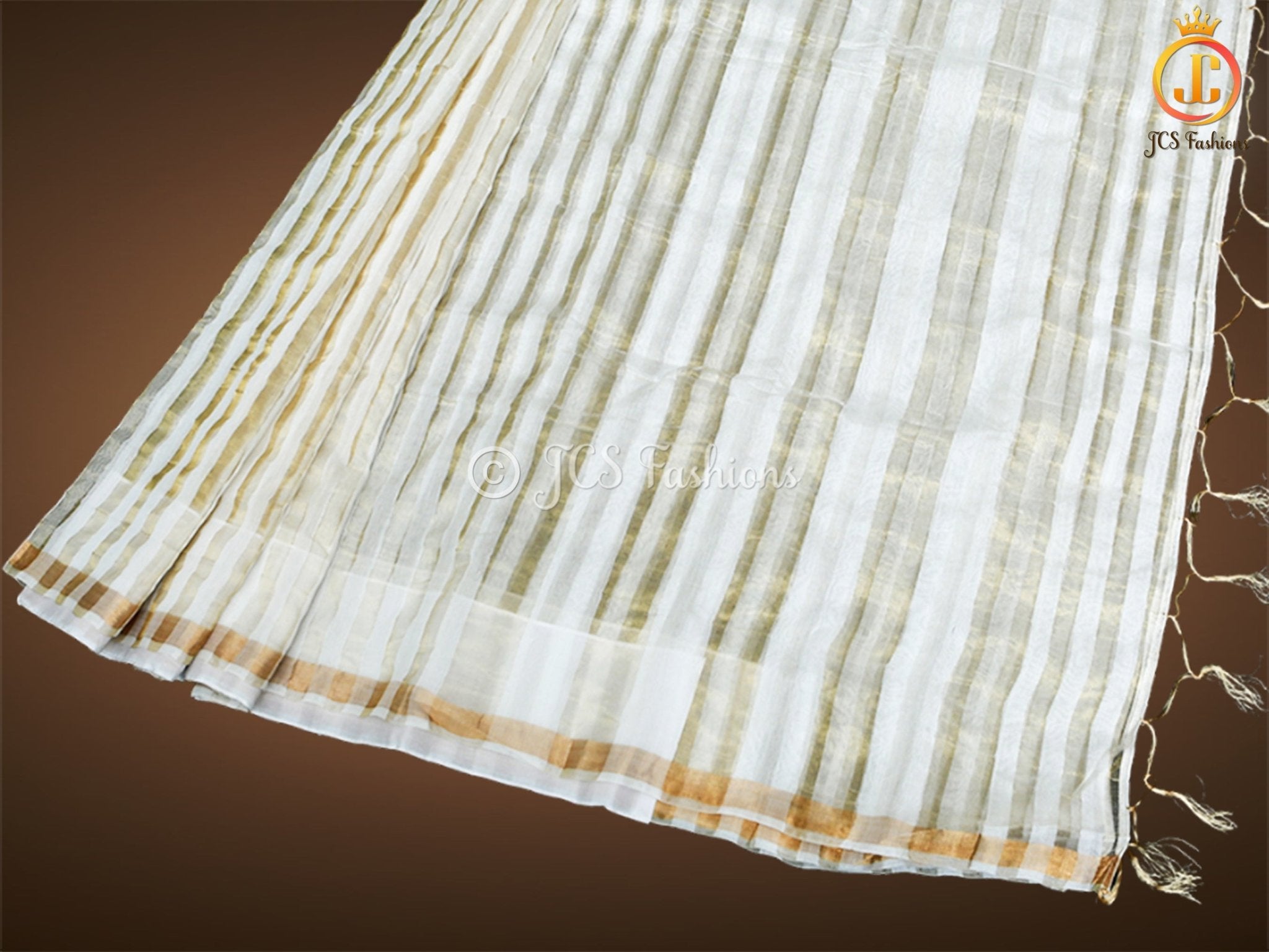 Modal Silk Saree With Golden zari striped, Fully stitched blouse SAREE JCS Fashions
