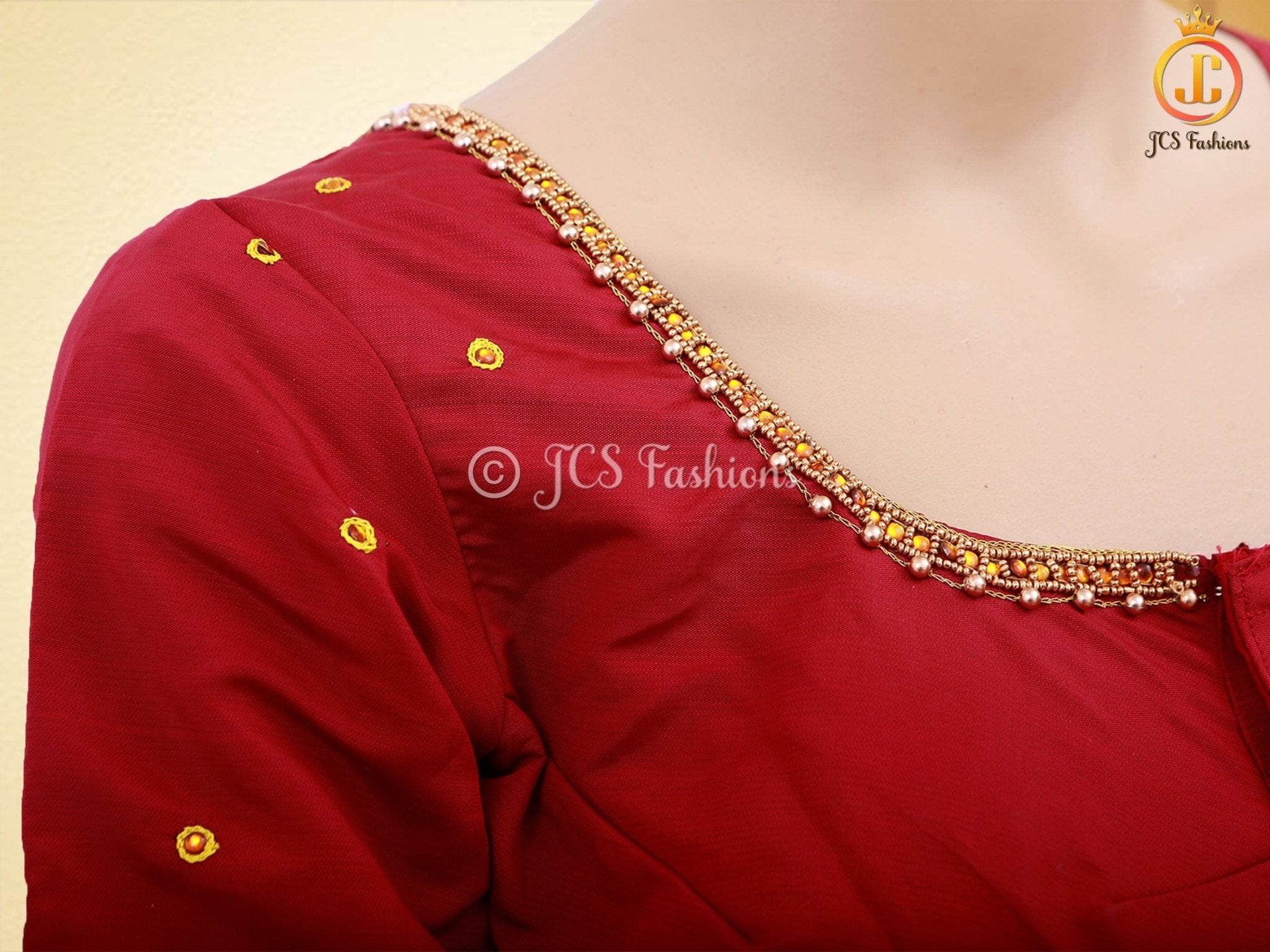 Mustard Yellow Korvai Semi-Silk Saree With Maggam Work Blouse SAREE JCS Fashions