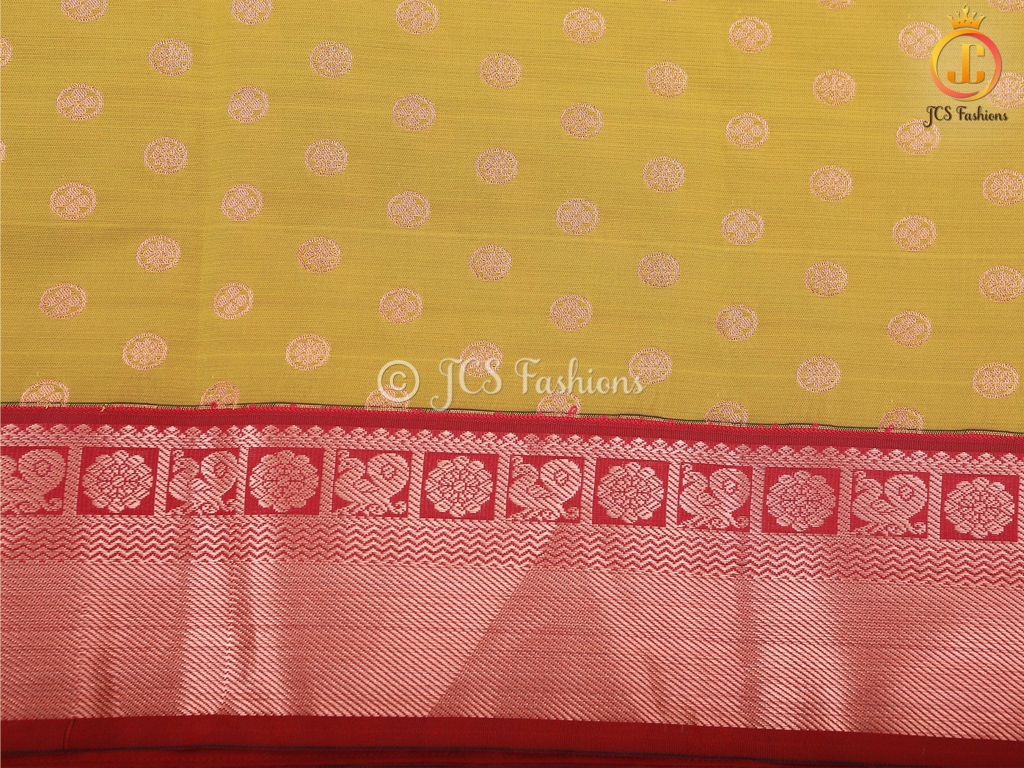 Mustard Yellow Korvai Semi-Silk Saree With Maggam Work Blouse SAREE JCS Fashions