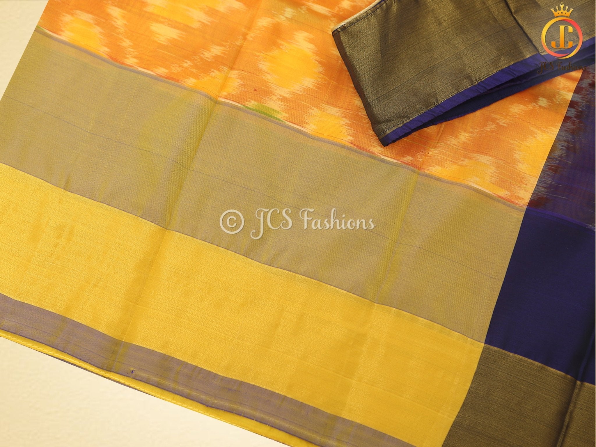 Mustard Yellow Soft Silk Saree With Beautiful Ikkat Designs SAREE JCS Fashions
