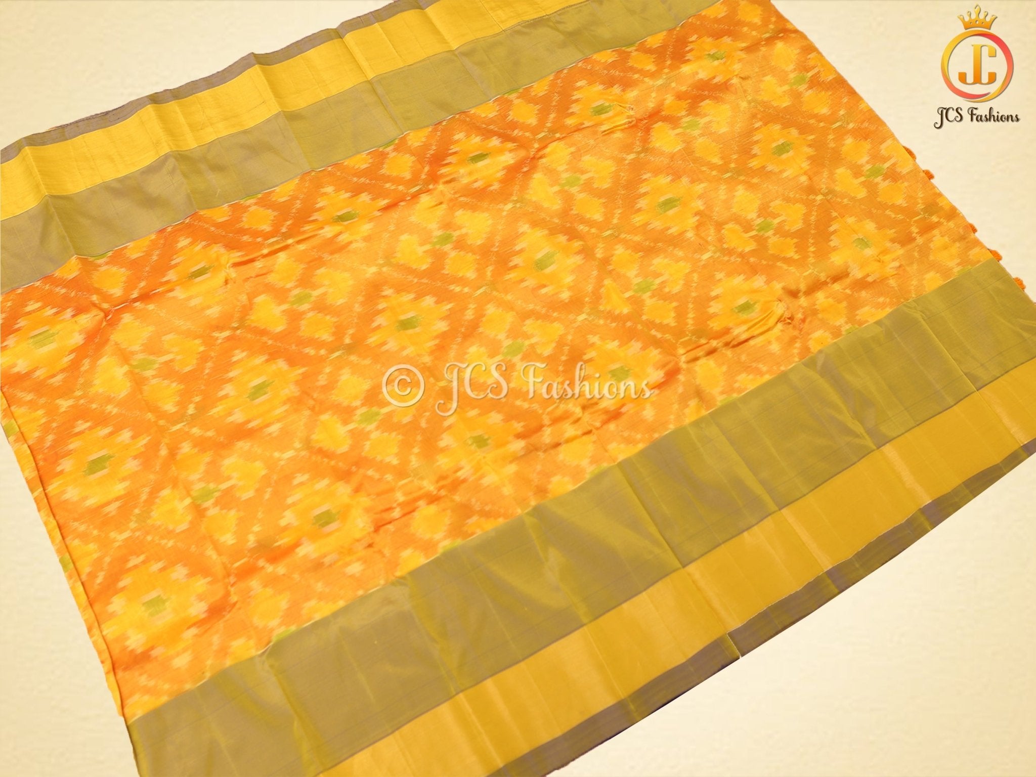 Mustard Yellow Soft Silk Saree With Beautiful Ikkat Designs SAREE JCS Fashions