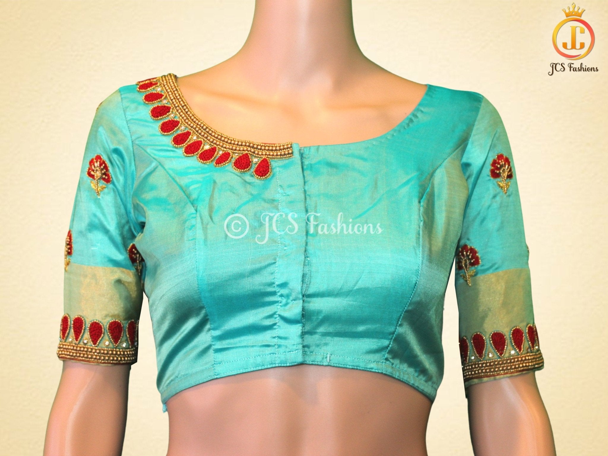 Original kanchipuram handloom Saree with Maggam work blouse SAREE JCS Fashions