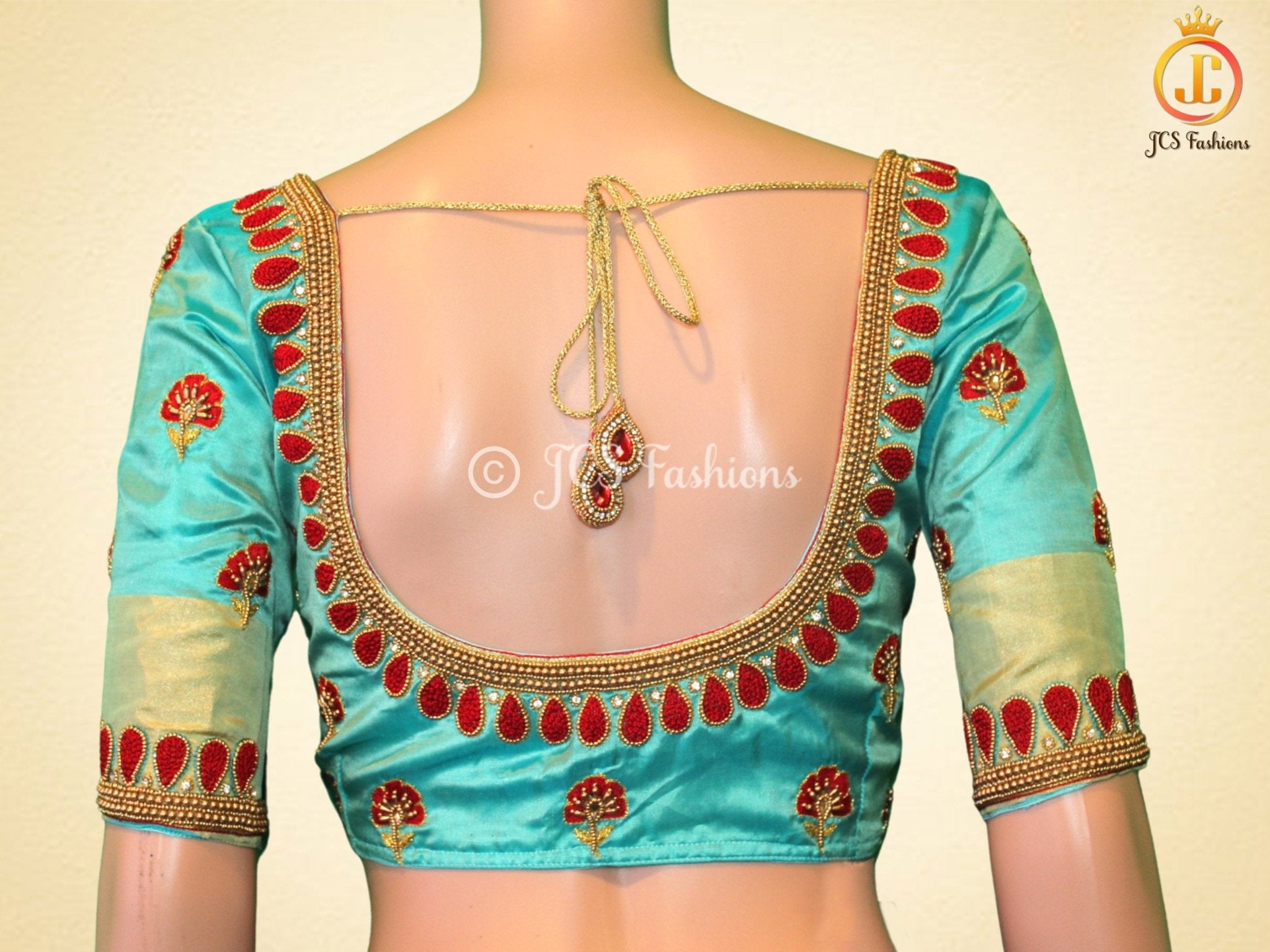 Original kanchipuram handloom Saree with Maggam work blouse SAREE JCS Fashions