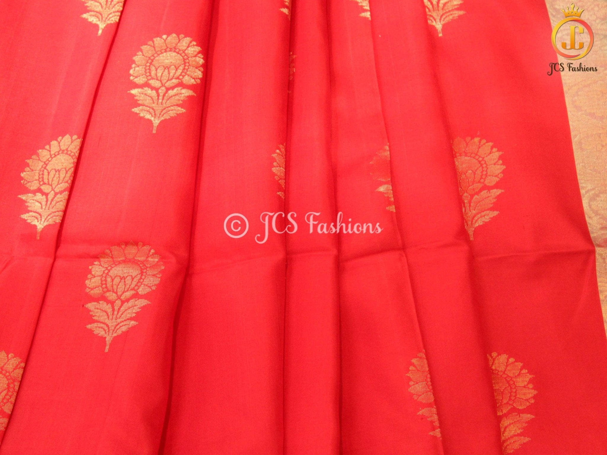 Original kanchipuram handloom Saree with Maggam work blouse SAREE JCS Fashions Red 5.5 meters