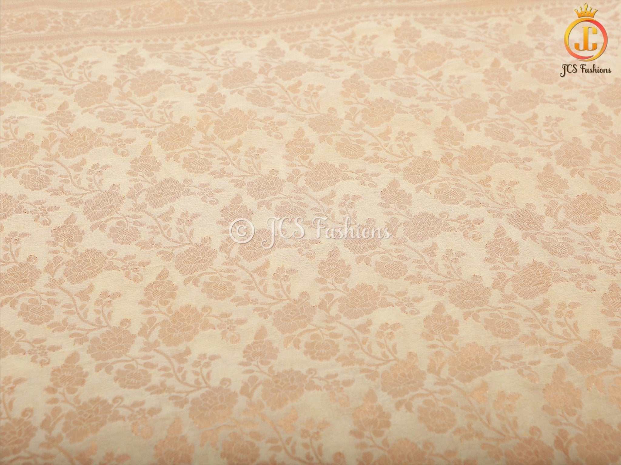 Pastel And Ivory Khadi Georgette Saree With Stitched Blouse SAREE JCS Fashions