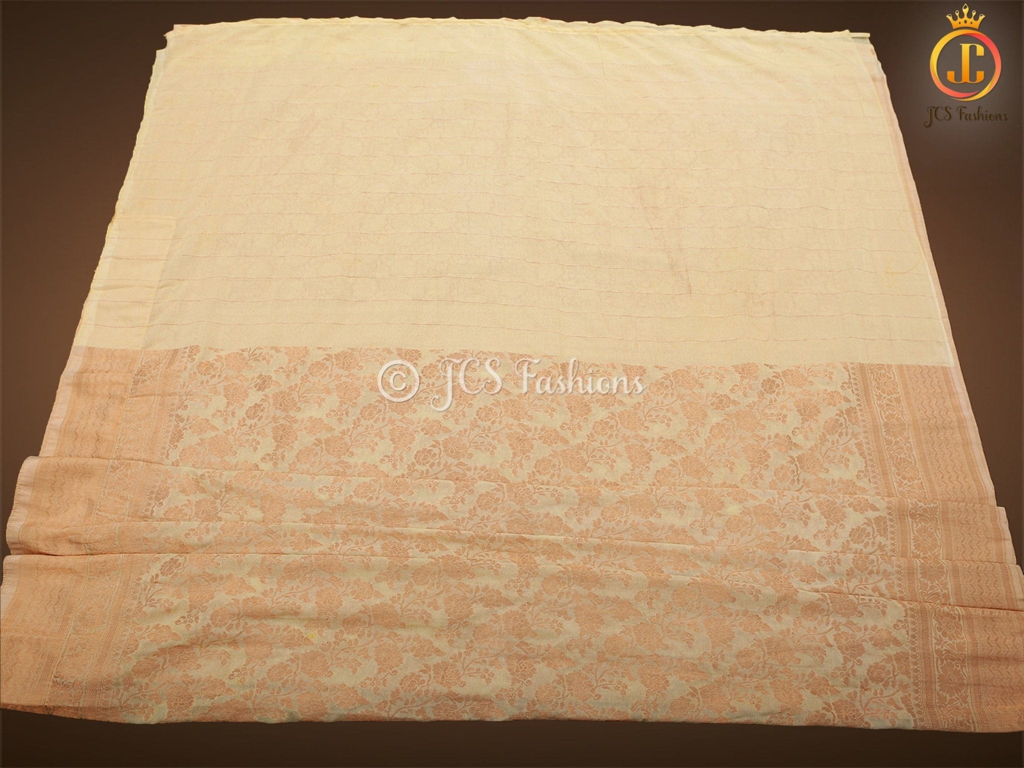 Pastel And Ivory Khadi Georgette Saree With Stitched Blouse SAREE JCS Fashions