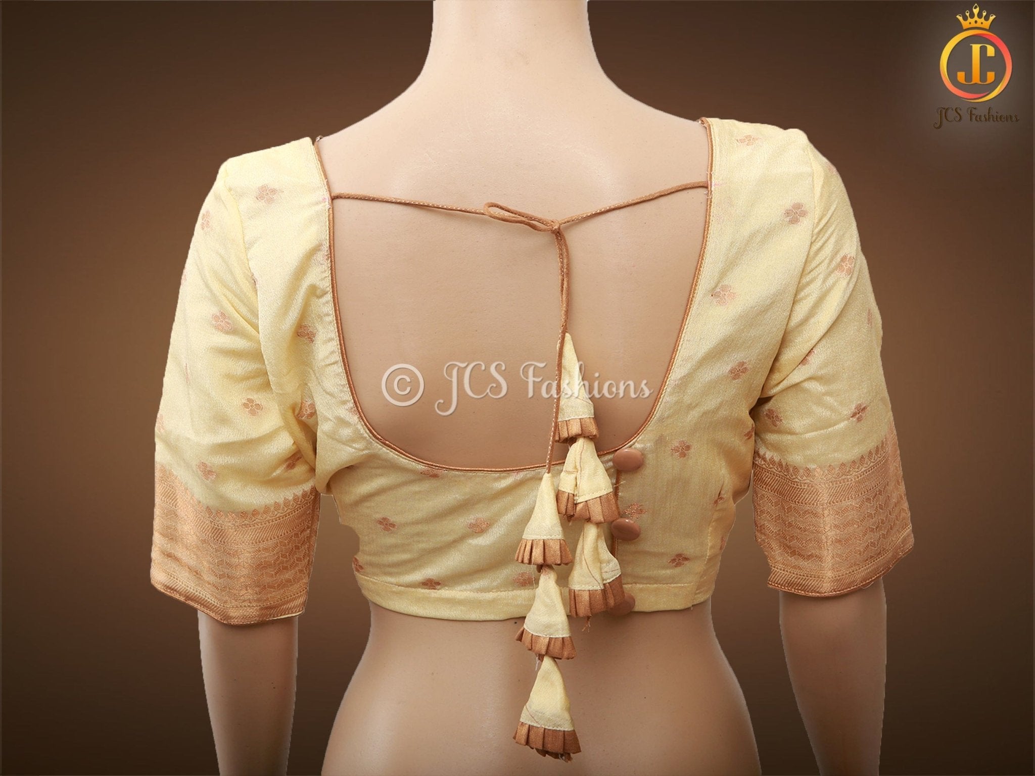 Pastel And Ivory Khadi Georgette Saree With Stitched Blouse SAREE JCS Fashions