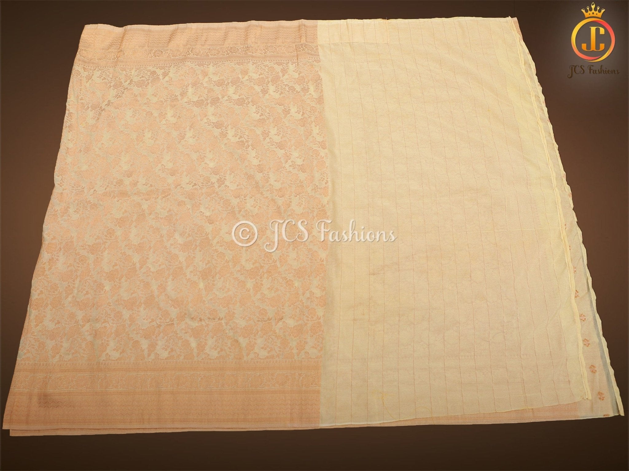 Pastel And Ivory Khadi Georgette Saree With Stitched Blouse SAREE JCS Fashions