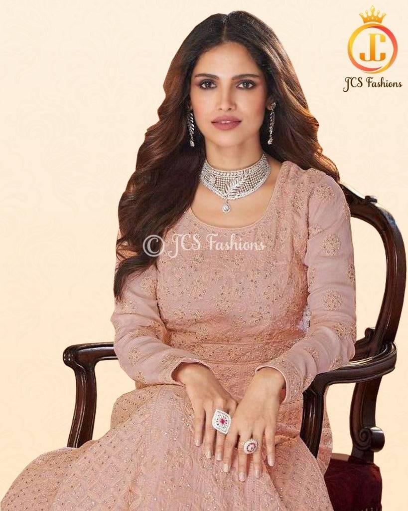 Peach Georgette Floor Length Anarkali Kurti with Dupatta Kurti JCS Fashions