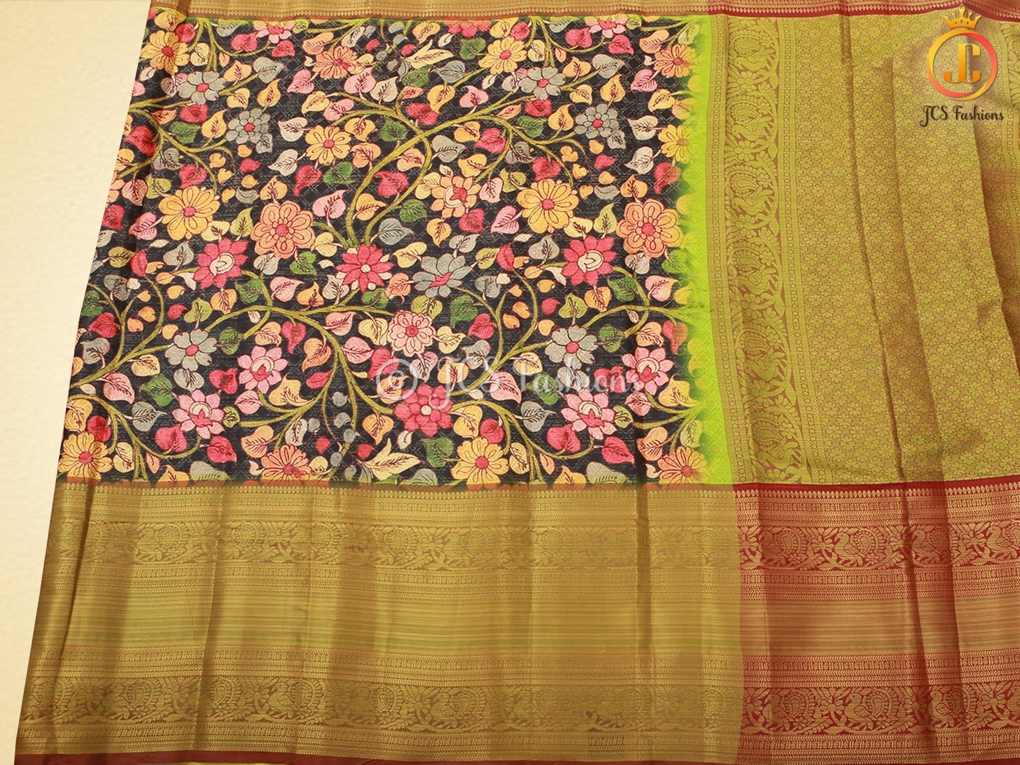 Peacock Design Traditional Kalamkari Saree With Blouse SAREE JCS Fashions