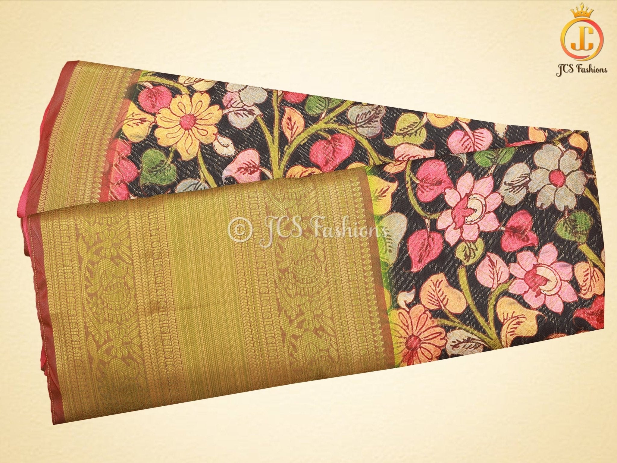 Peacock Design Traditional Kalamkari Saree With Blouse SAREE JCS Fashions