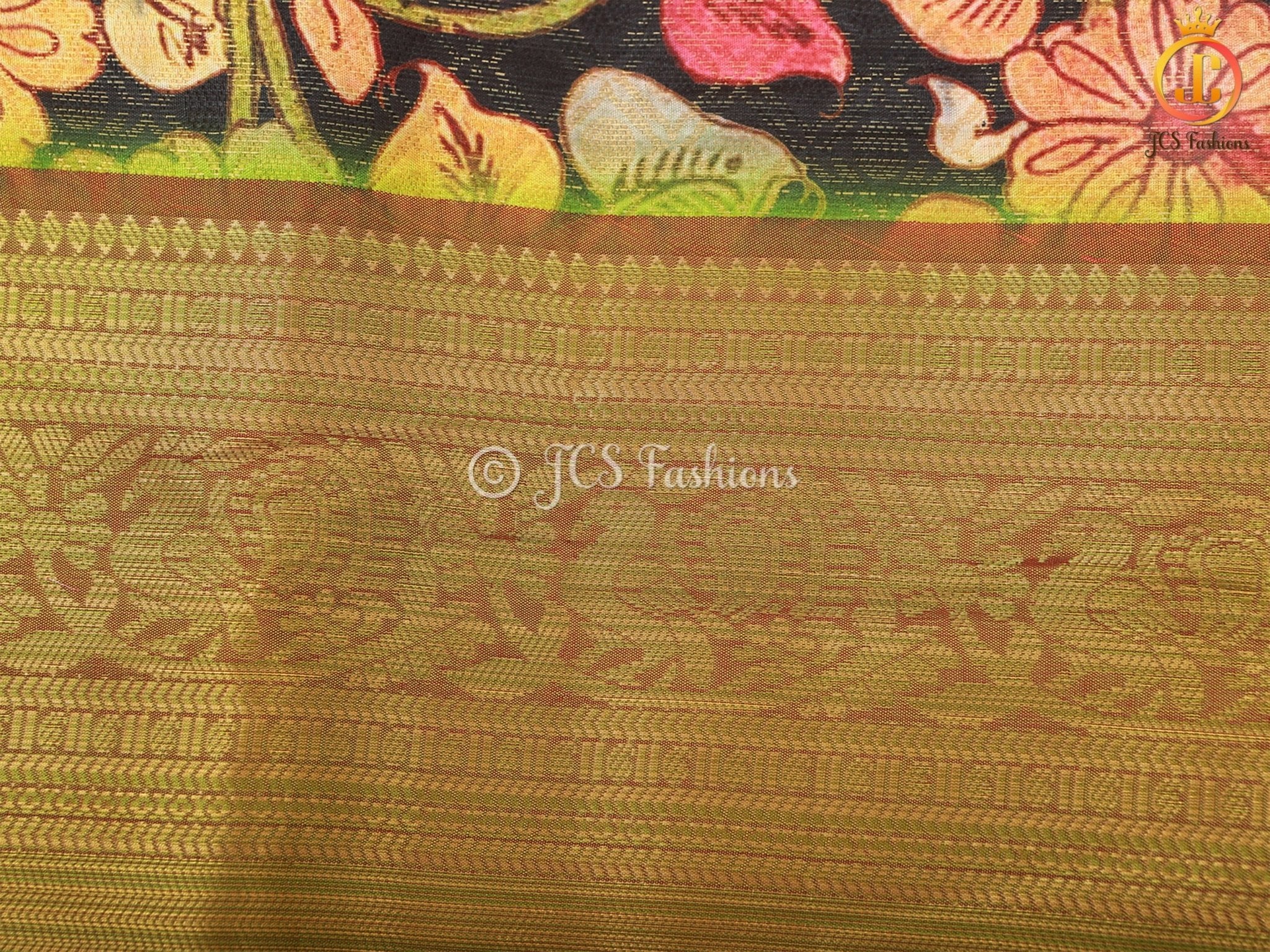 Peacock Design Traditional Kalamkari Saree With Blouse SAREE JCS Fashions