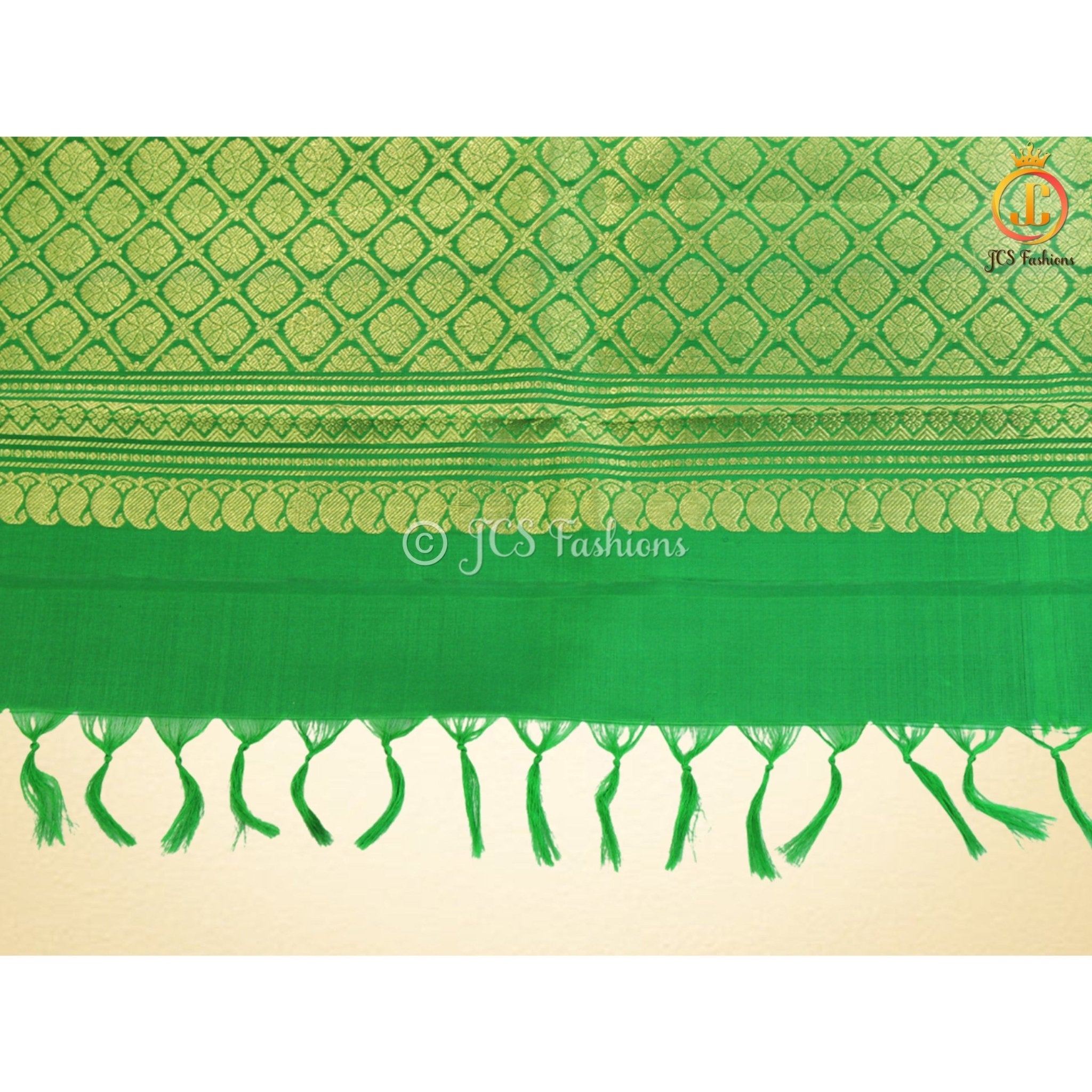Pure Kanchipuram Handloom Silk Saree With Fully Stitched Blouse SAREE JCS Fashions