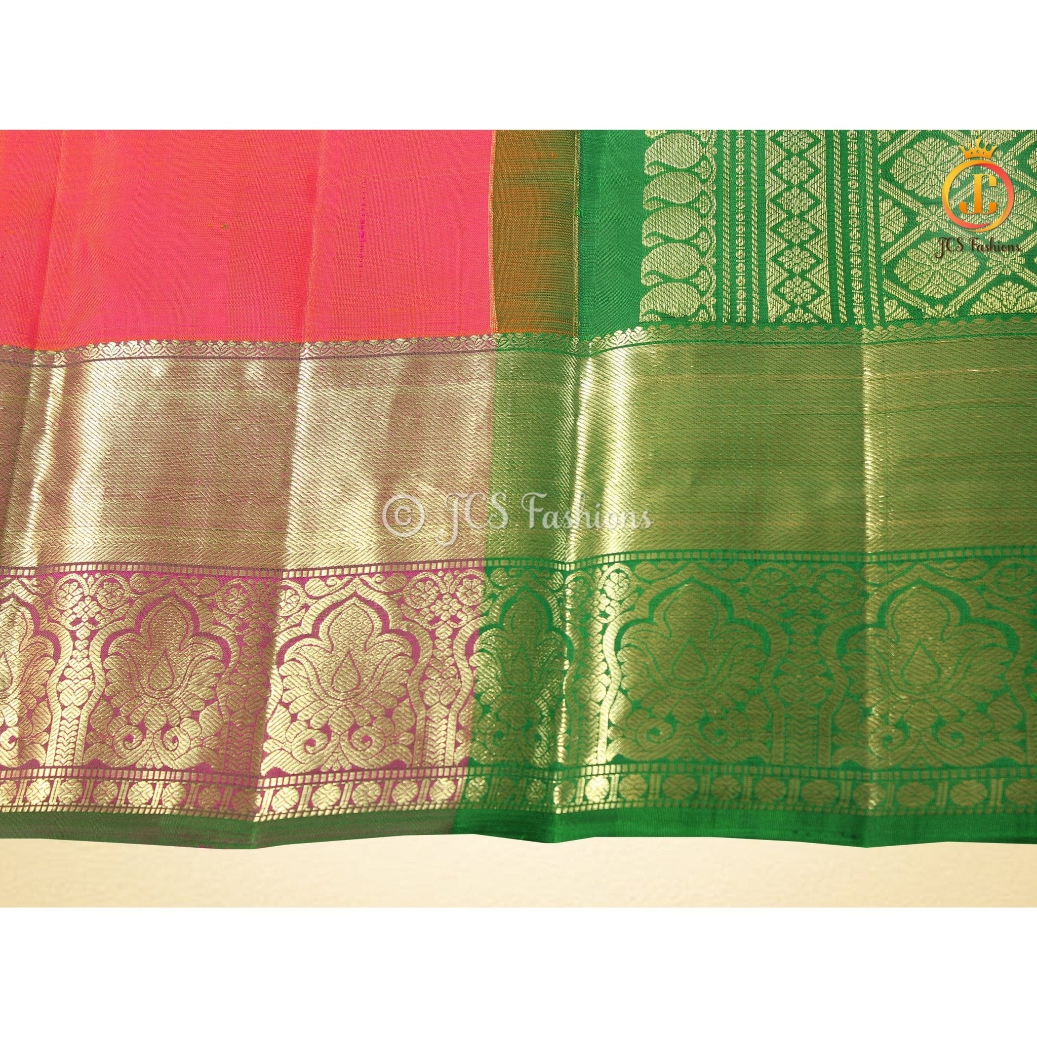Pure Kanchipuram Handloom Silk Saree With Fully Stitched Blouse SAREE JCS Fashions