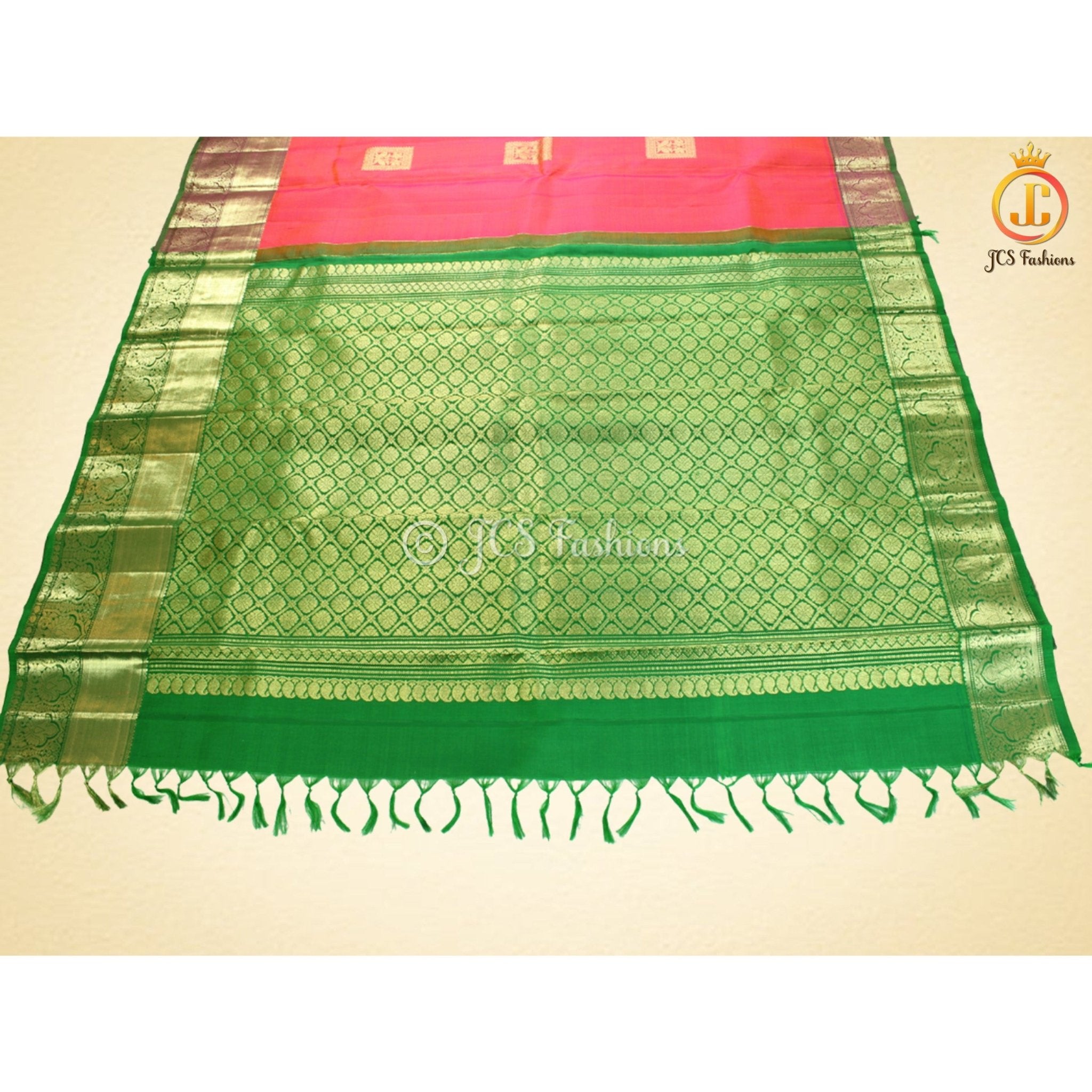 Pure Kanchipuram Handloom Silk Saree With Fully Stitched Blouse SAREE JCS Fashions