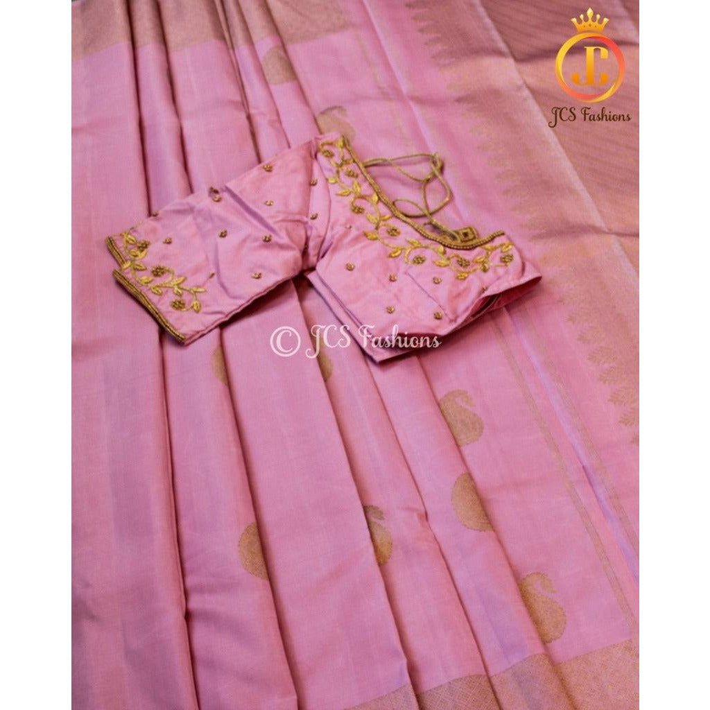 Pure Kanchipuram silk saree in gorgeous pink. Bridal Collection Saree JCS Fashions