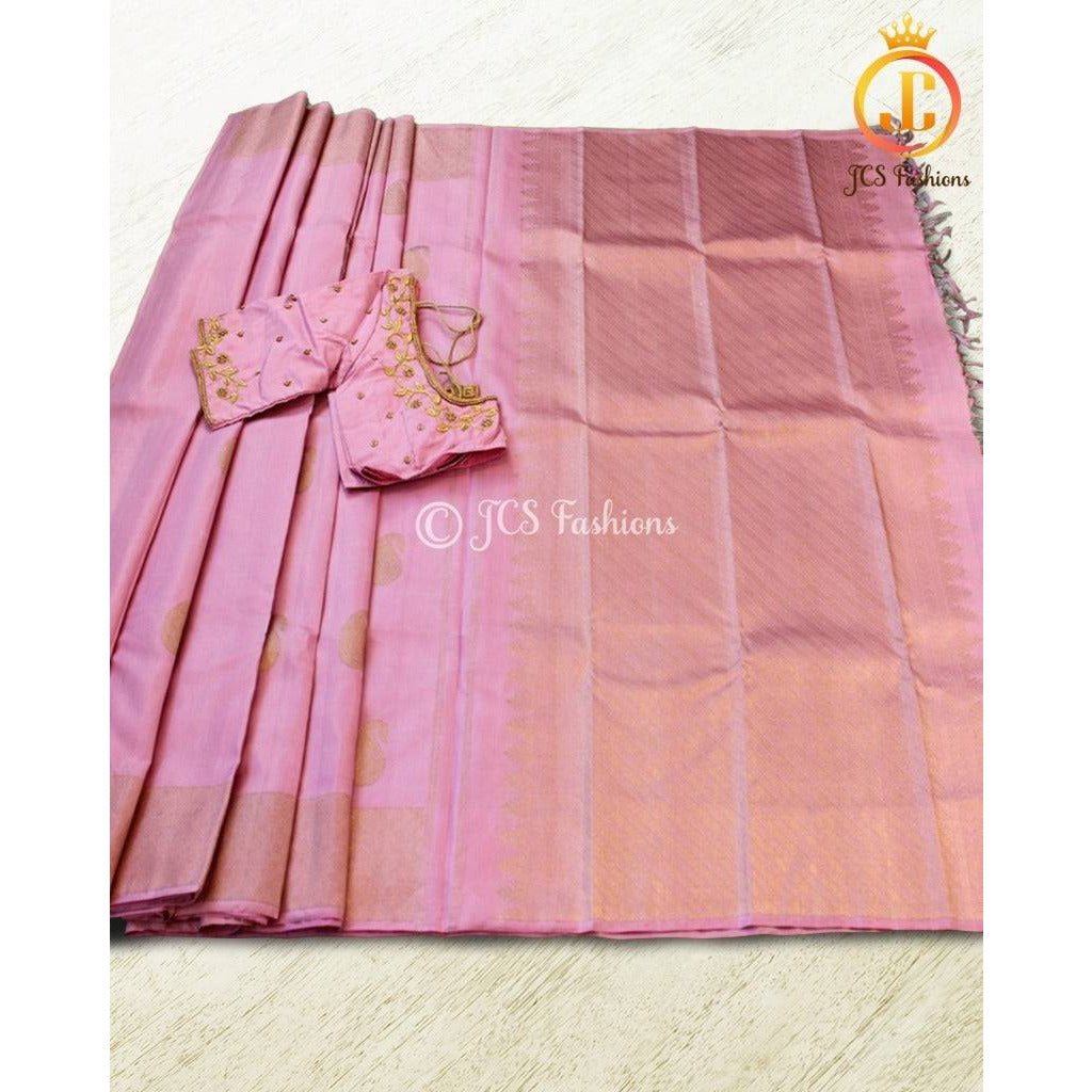 Pure Kanchipuram silk saree in gorgeous pink. Bridal Collection Saree JCS Fashions
