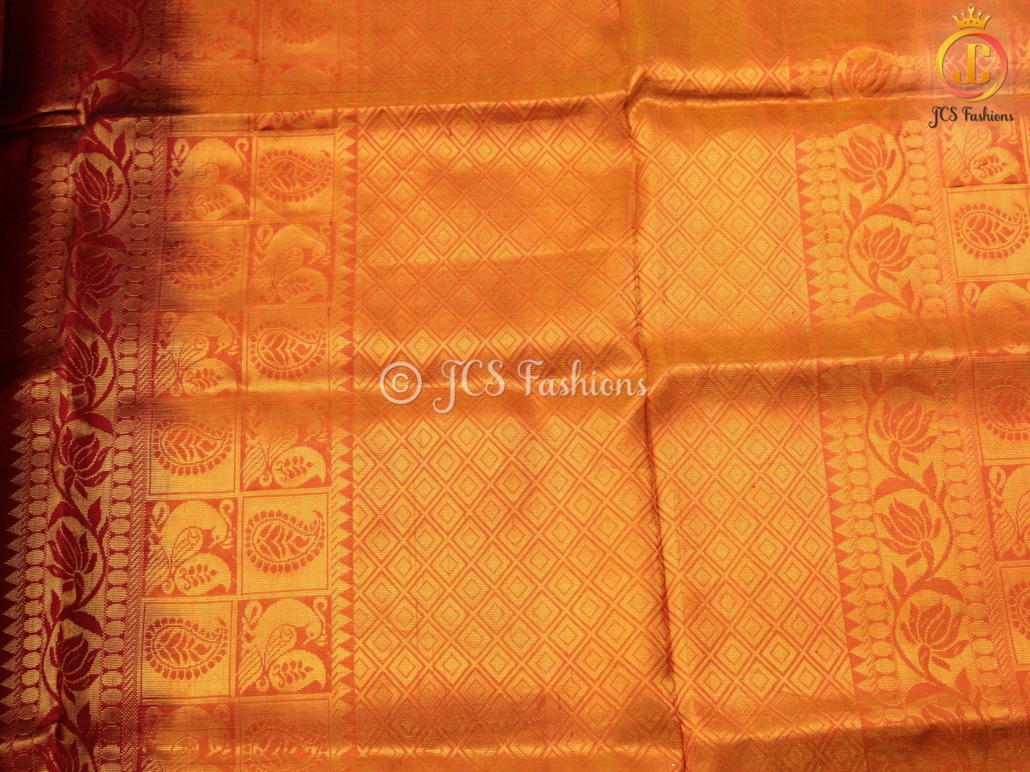 Pure Kanjivaram Silk Saree With fully stitched maggam work Blouse SAREE JCS Fashions