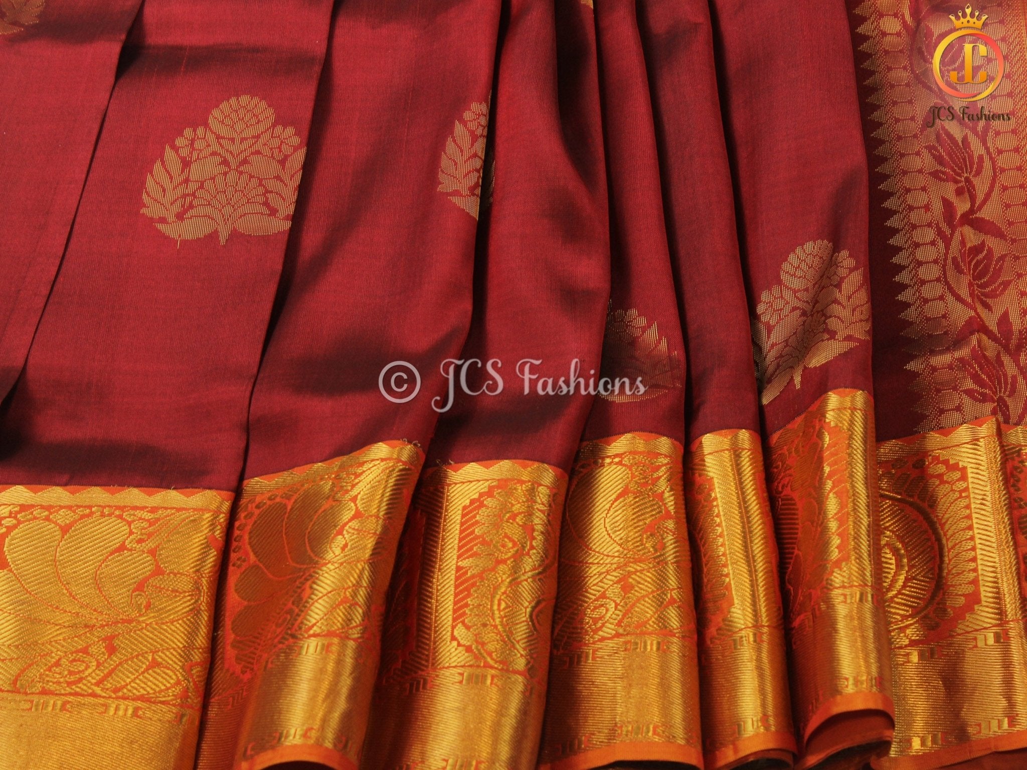 Pure Kanjivaram Silk Saree With fully stitched maggam work Blouse SAREE JCS Fashions